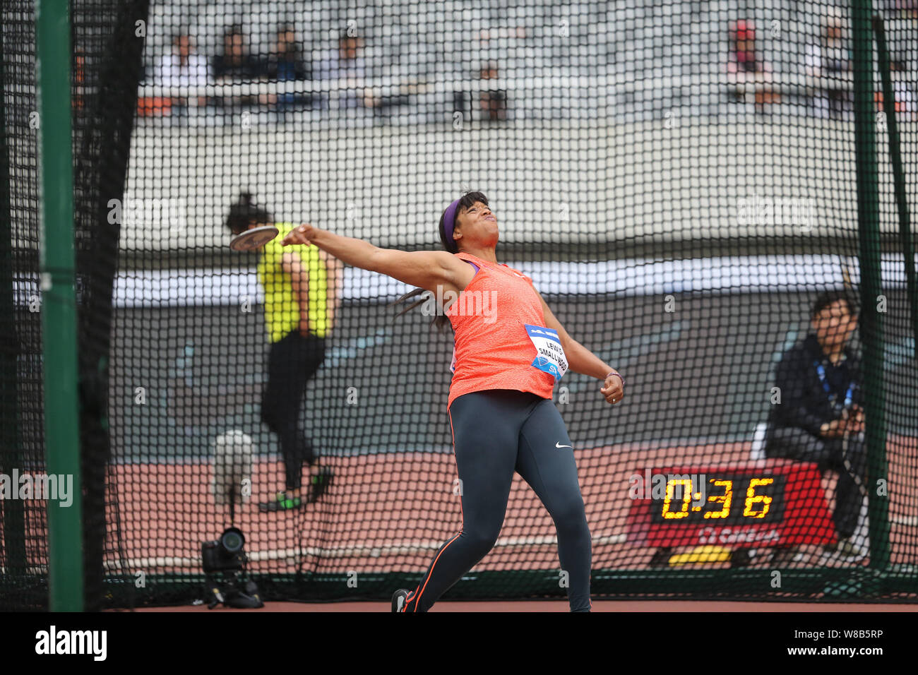 Gia Lewis-Smallwood of the United States competes in the women's discus throw during the IAAF Diamond League Shanghai 2016 in Shanghai, China, 14 May Stock Photo