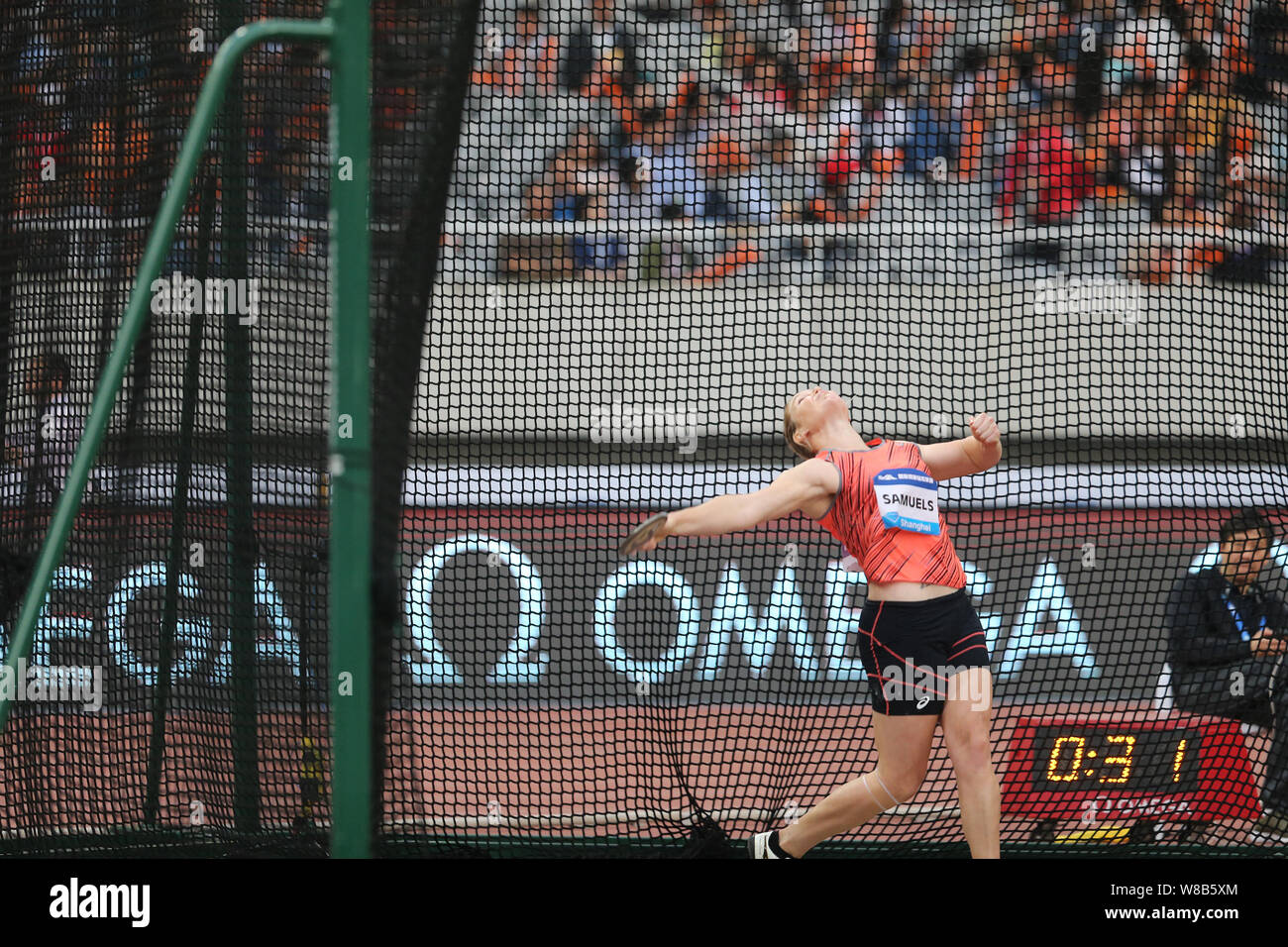 Dani Samuels of Australia competes in the women's discus throw during the IAAF Diamond League Shanghai 2016 in Shanghai, China, 14 May 2016.   Sandra Stock Photo
