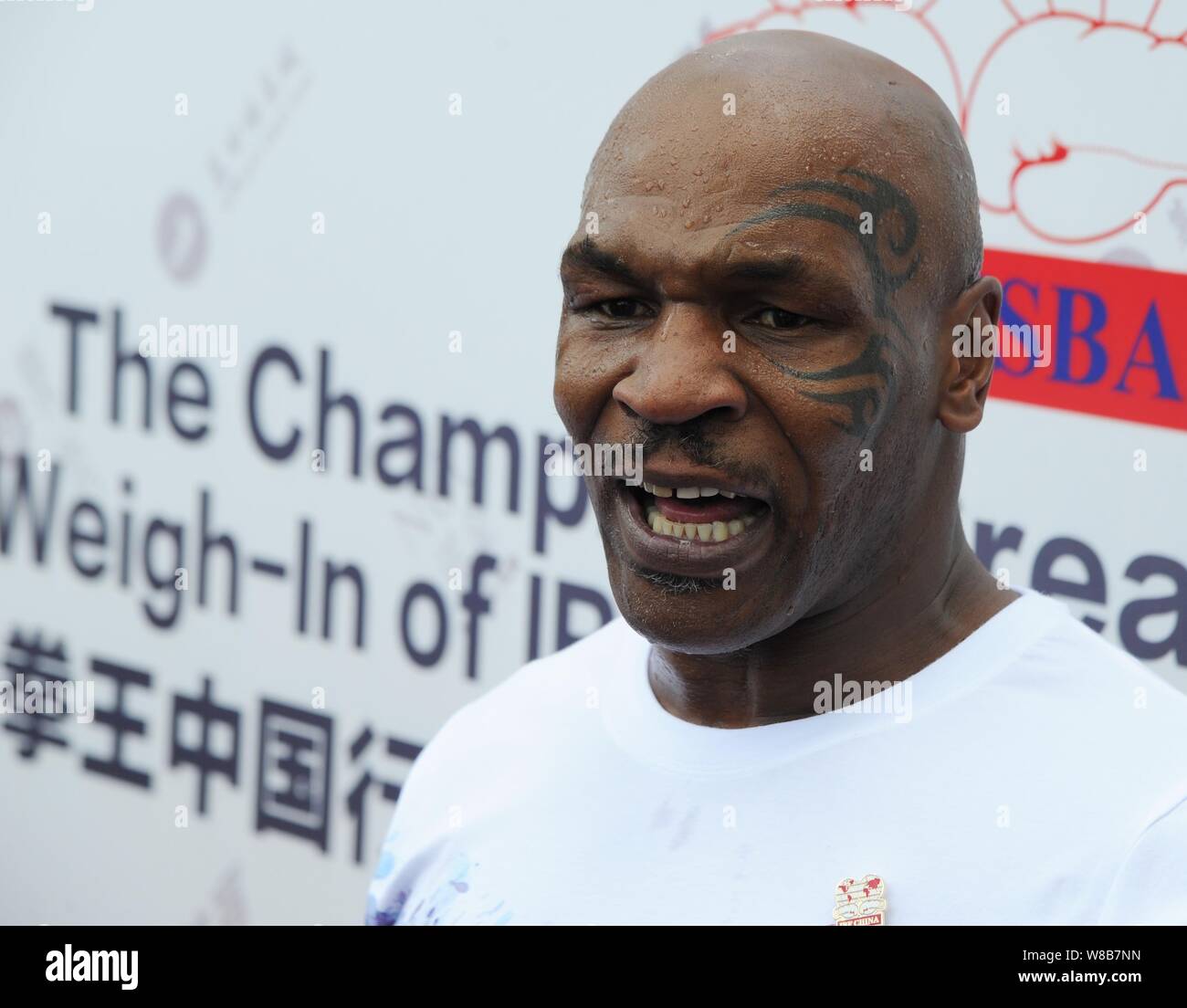 American boxer Mike Tyson attends the WeighIn of IBF World