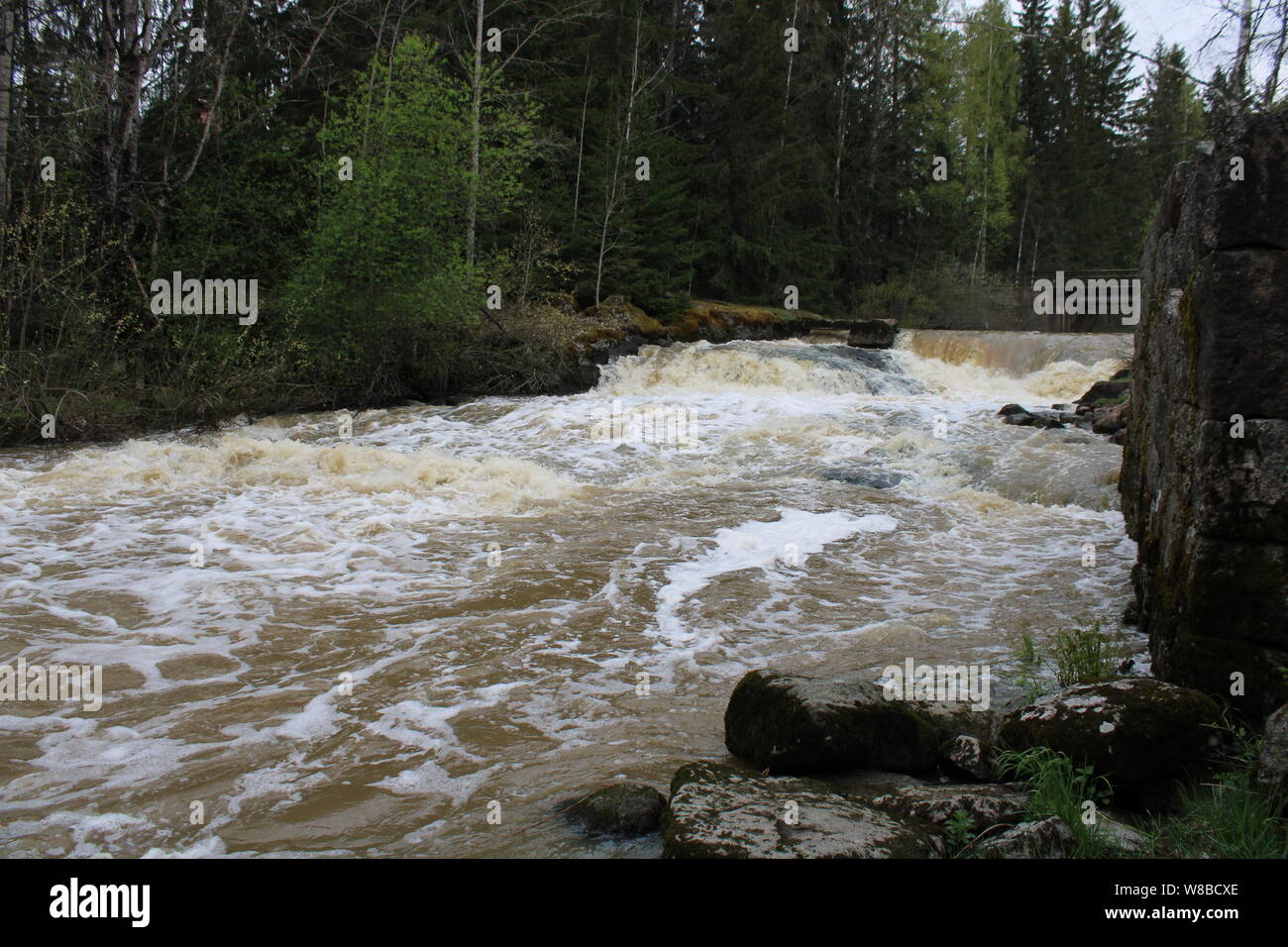 Myllykulmankoski rapids in Orimattila, Finland. Stock Photo