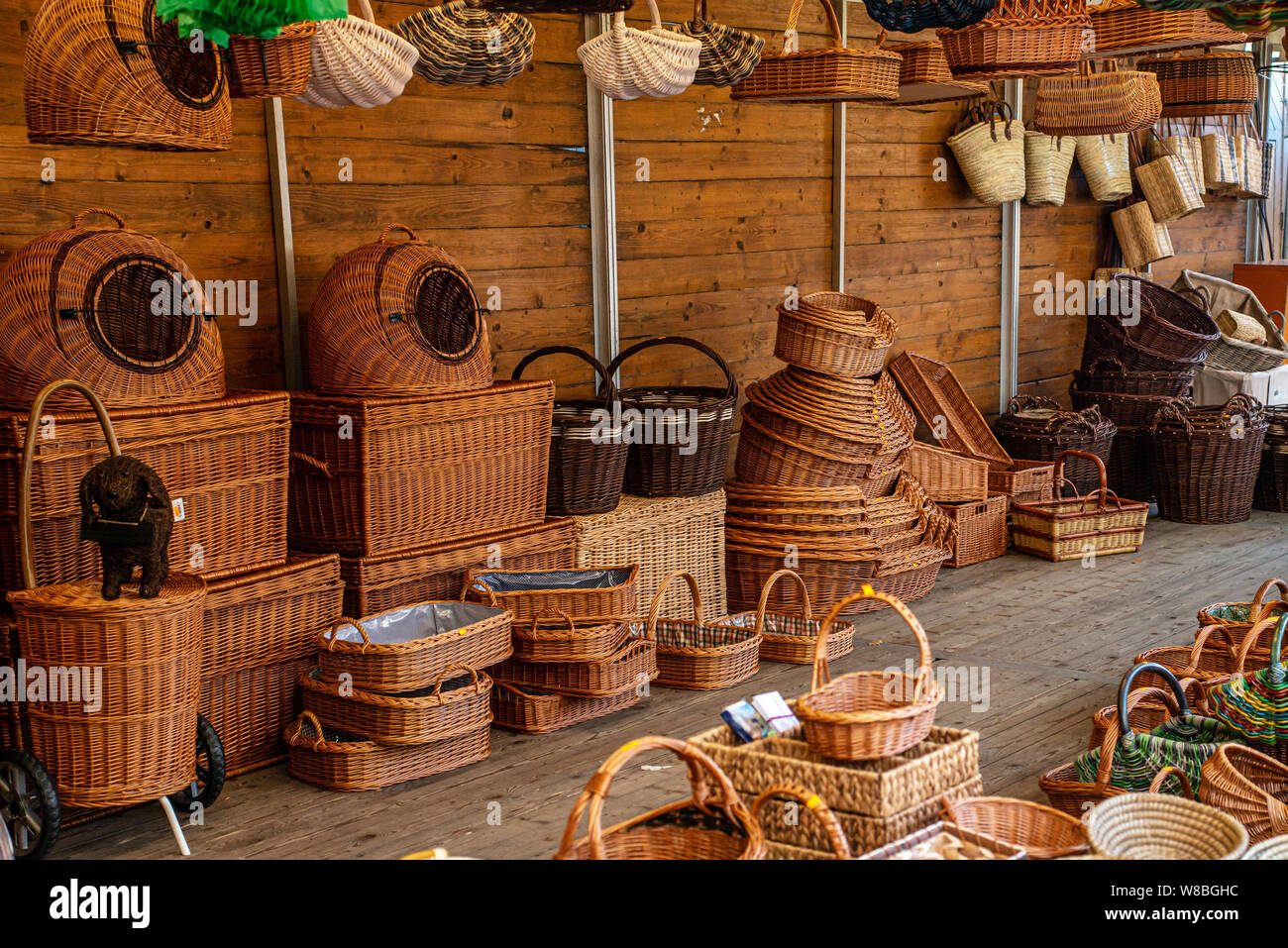 Shop sells wicker baskets on the street - Baskets merchant Dealer Stock ...
