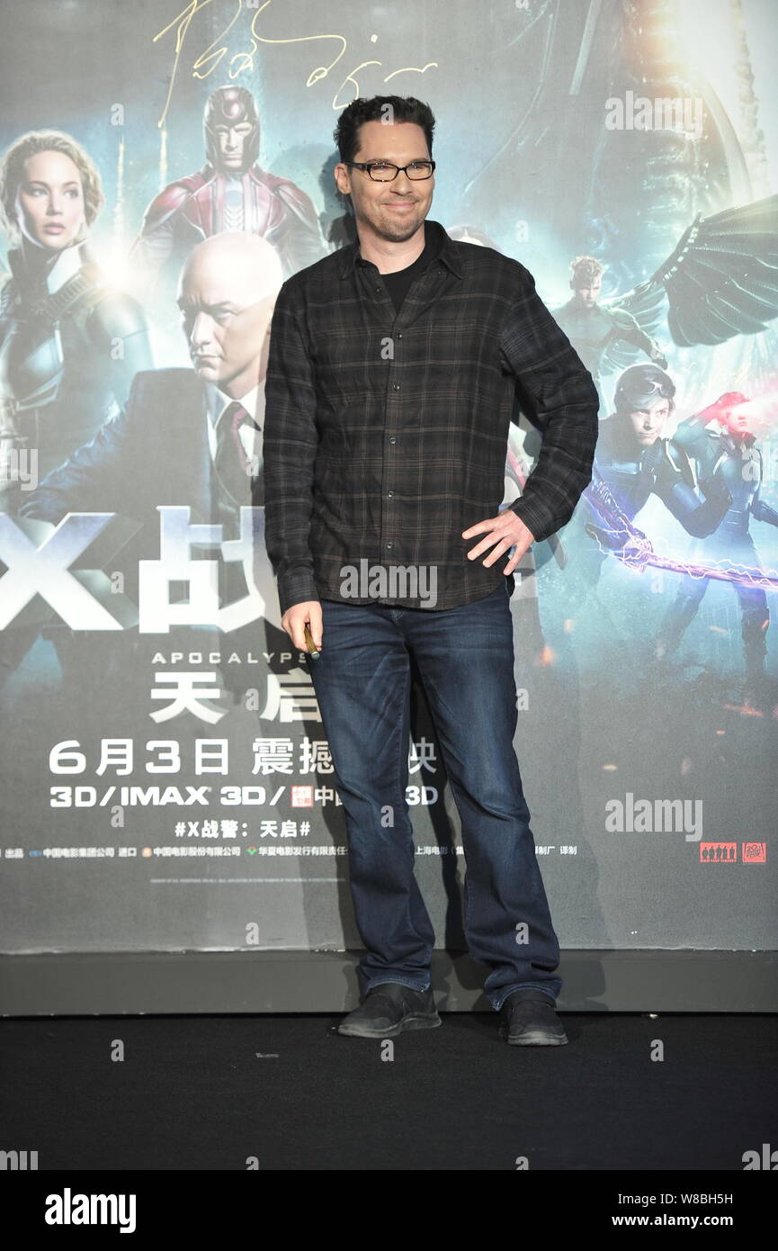 American director Bryan Singer attends a press conference for his movie 'X-Men: Apocalypse' in Beijing, China, 18 May 2016. Stock Photo