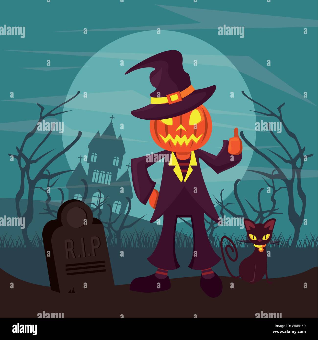 Halloween funny and scary cartoons Stock Vector