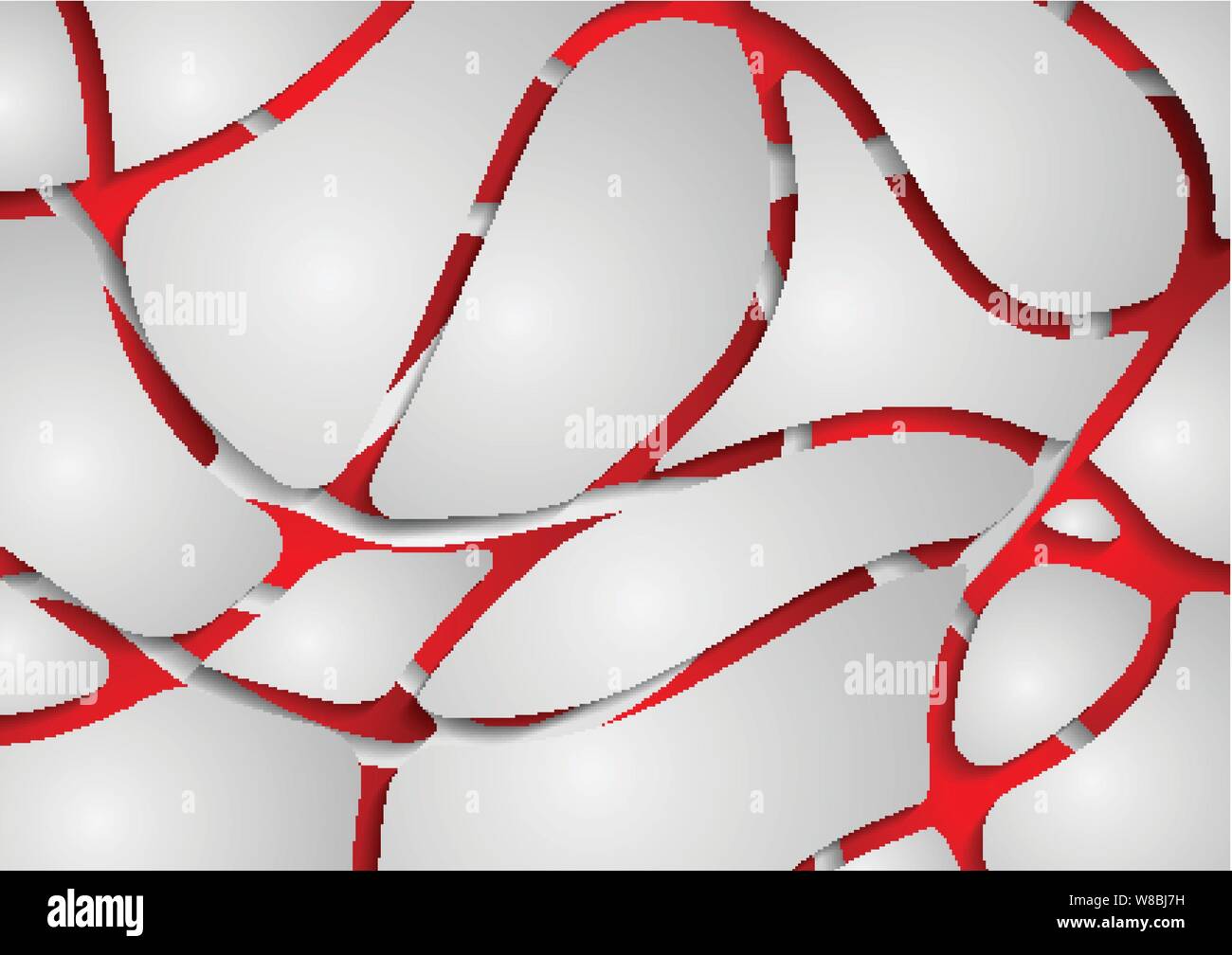 Grey and red abstract wavy papercut pattern design. Vector background Stock Vector