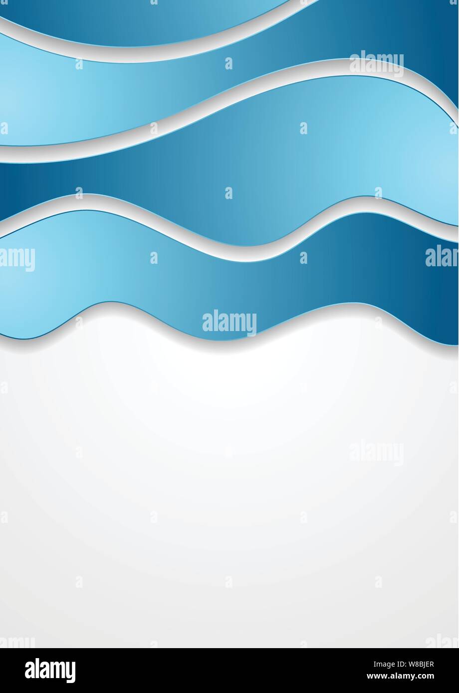 Abstract blue corporate waves on grey background. Vector design Stock Vector