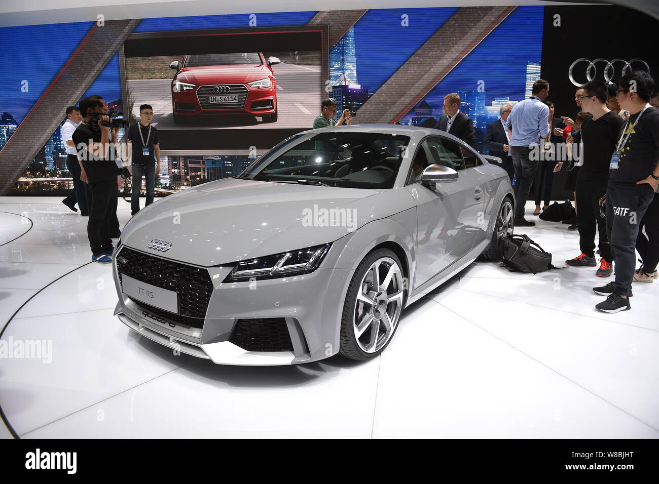 An Audi TT RS Coupe is on display during the 14th Beijing International Automotive Exhibition, also known as Auto China 2016, in Beijing, China, 25 Ap Stock Photo