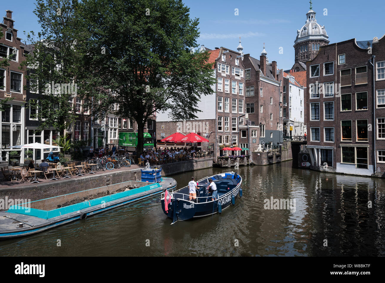 Amsterdam, Netherlands - July 2019: Summer cruising on Amsterdam's canals Stock Photo