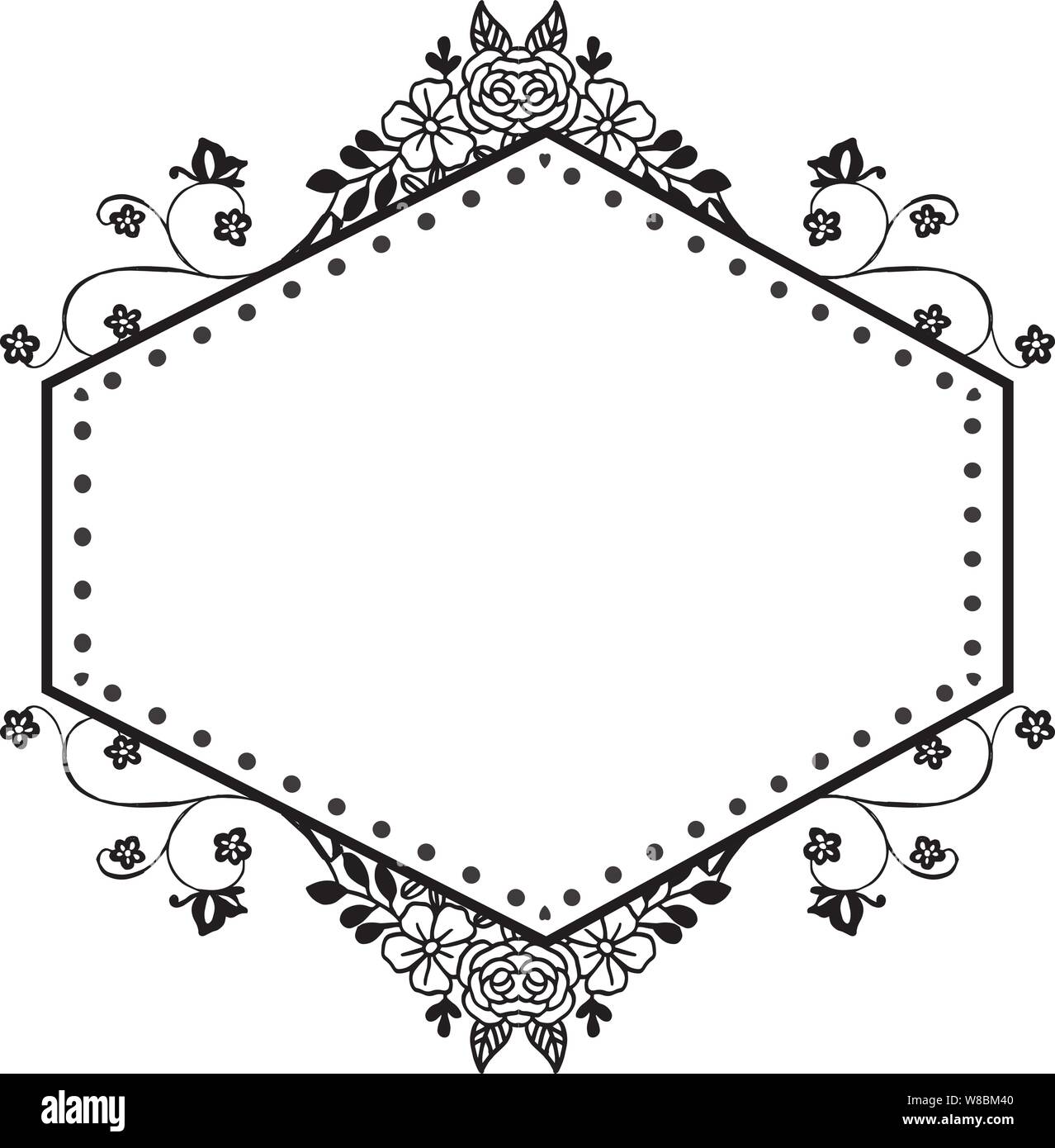 Template of flower frame, for design pattern of card. Vector