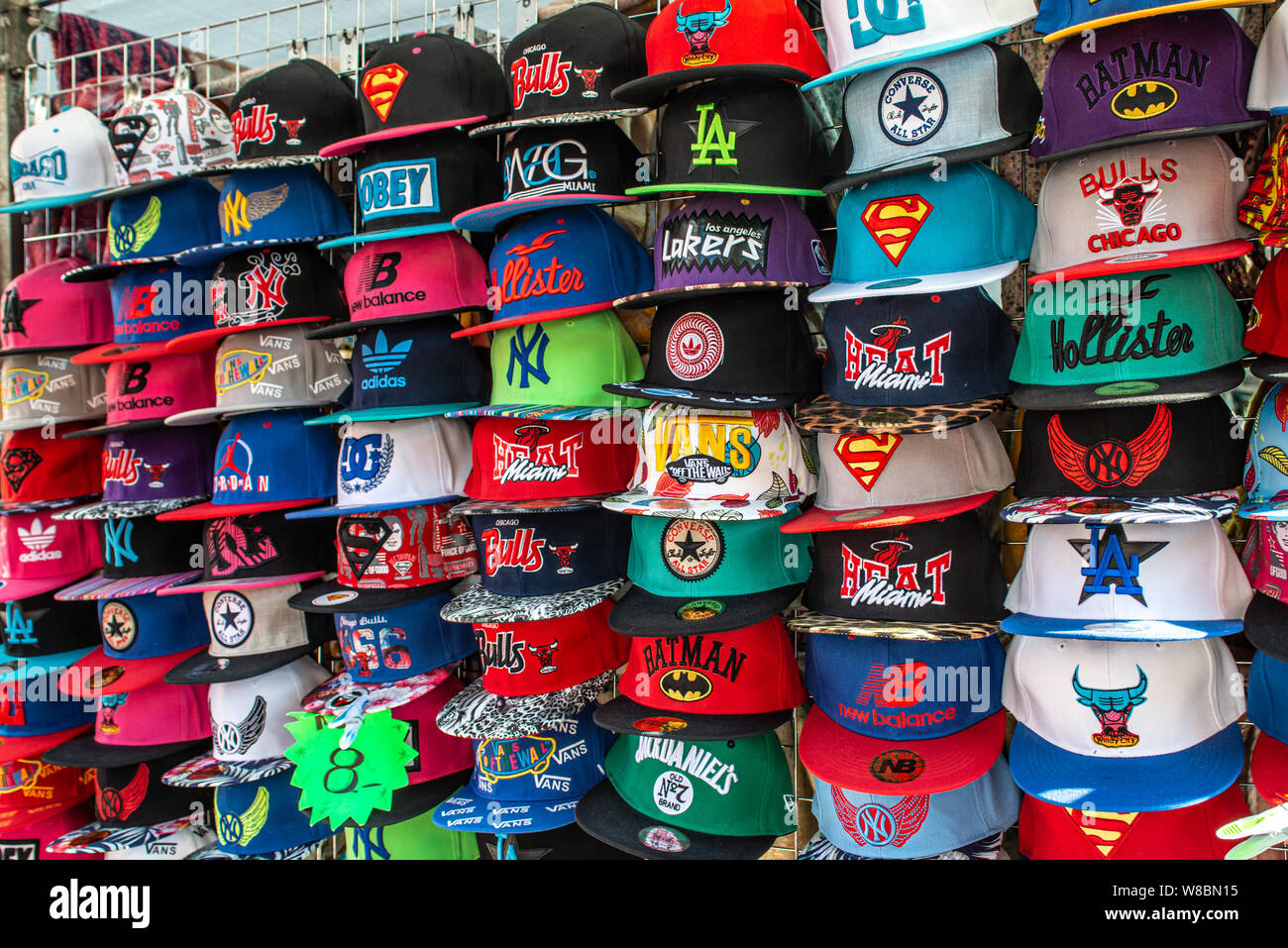 Mayen, Germany - 14.10.2018 Baseball team and comic cap store with  different colorful logo caps for sale Stock Photo - Alamy