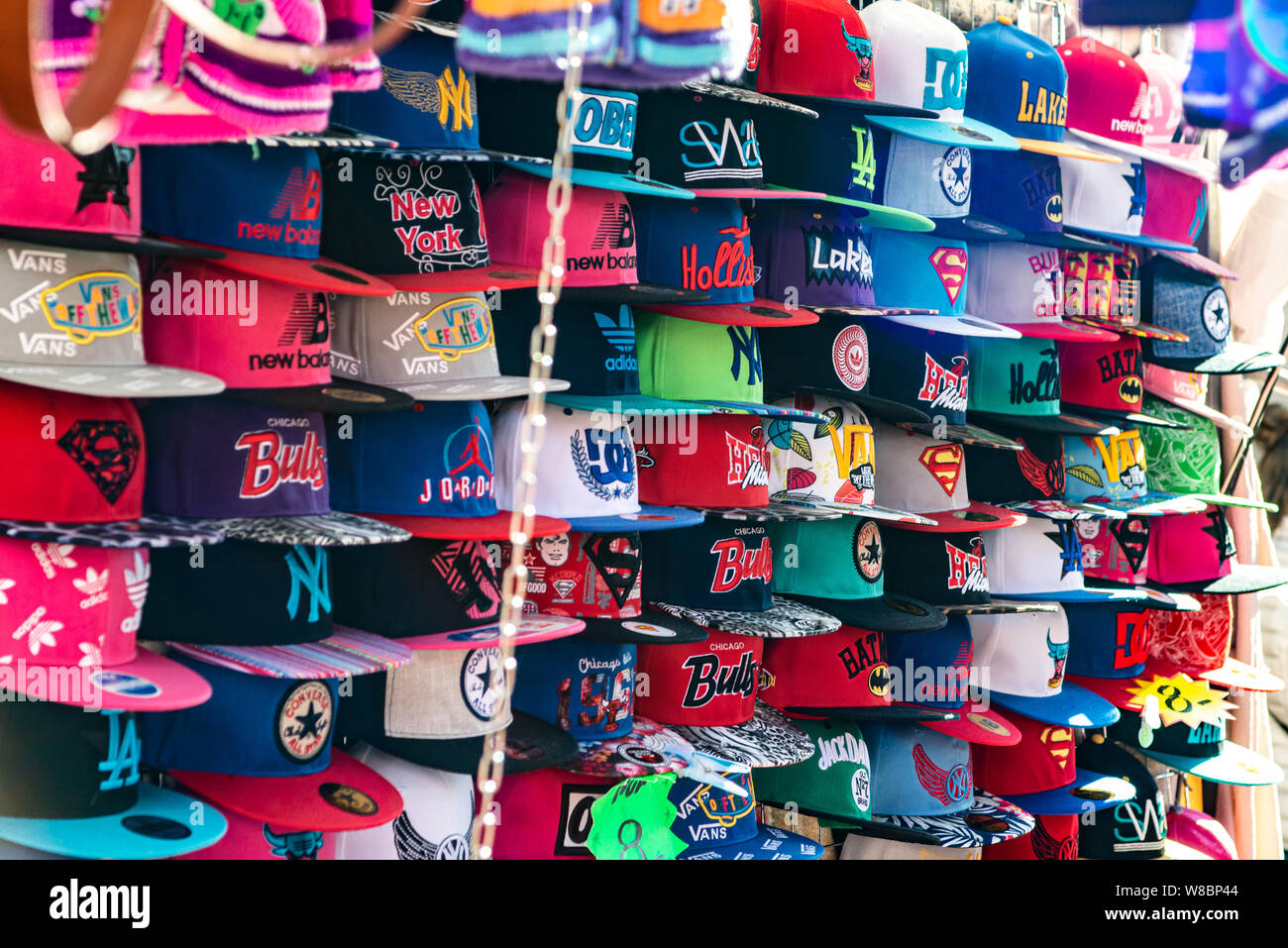 Mayen, Germany - 14.10.2018 Baseball team and comic cap store with  different colorful logo caps for sale Stock Photo - Alamy