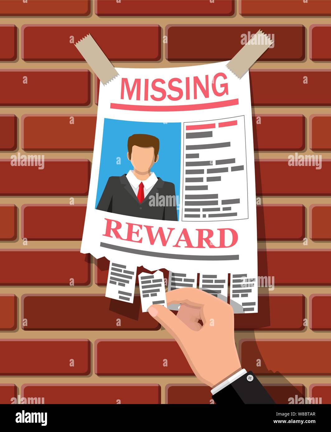 Wanted person paper poster. Missing announce Stock Vector