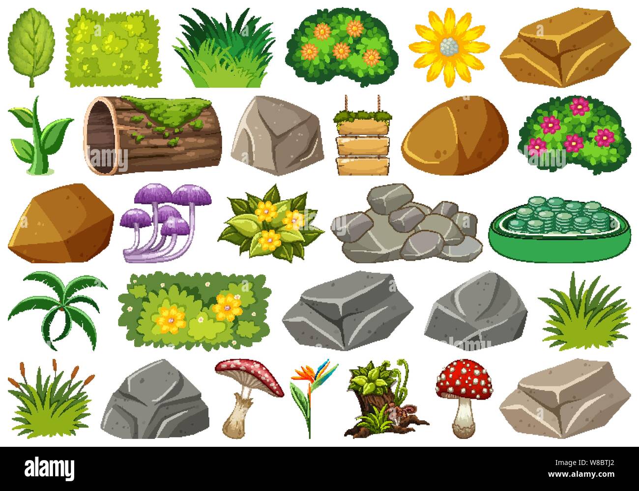 Set of isolated objects theme nature illustration Stock Vector Image