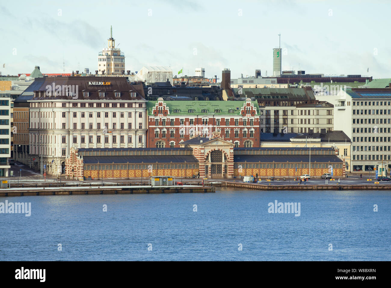 HELSINKI, FINLAND - MARCH 10, 2019: View of  old market building in South Harbor on a March day Stock Photo