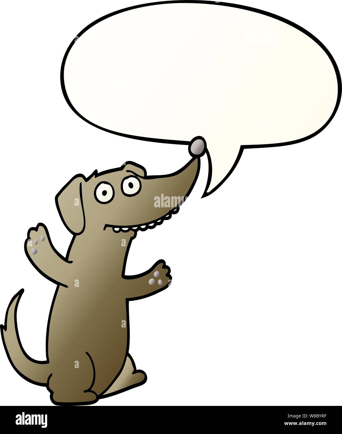 cartoon dog with speech bubble in smooth gradient style Stock Vector