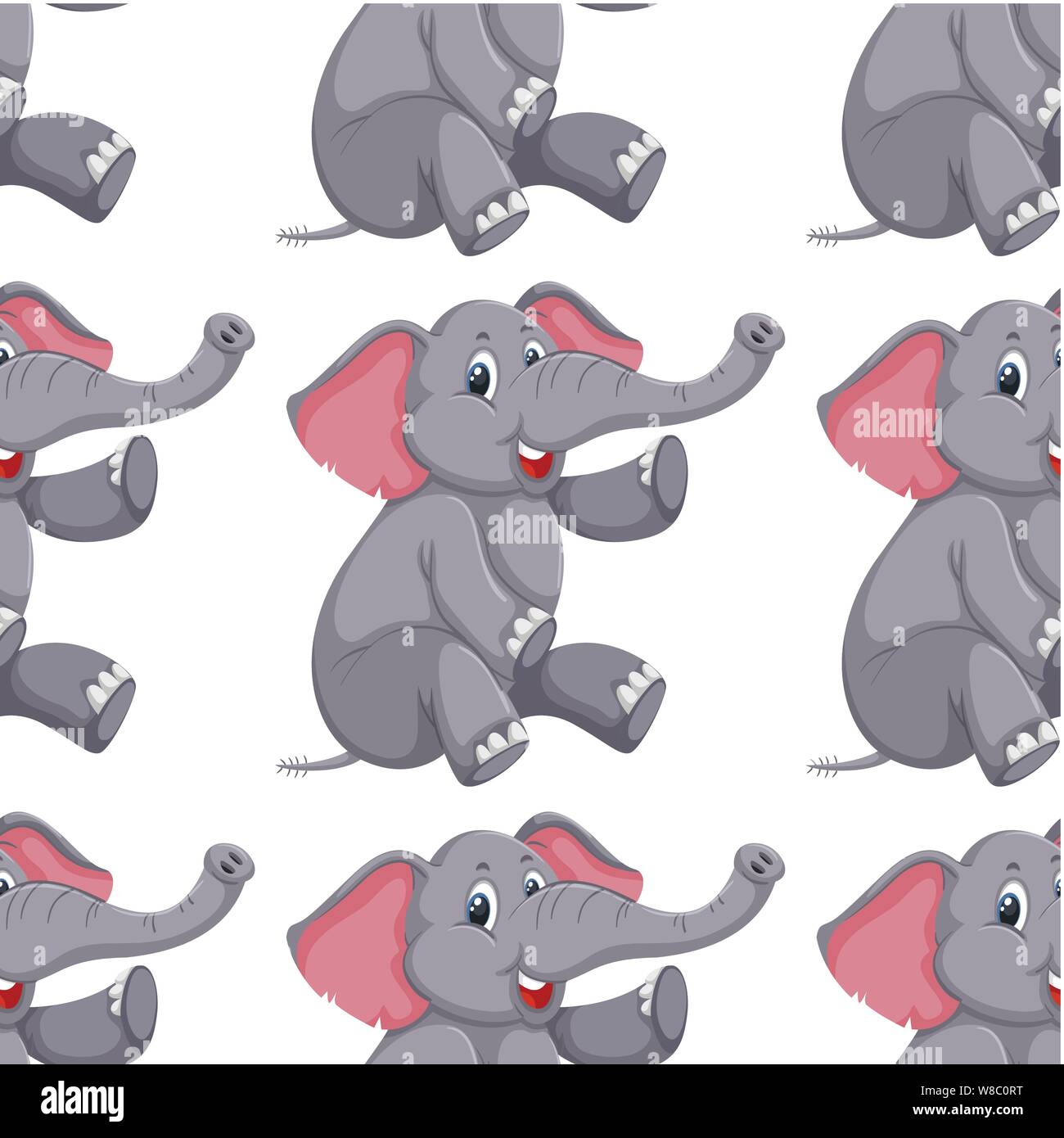Seamless background design with gray elephant illustration Stock Vector ...