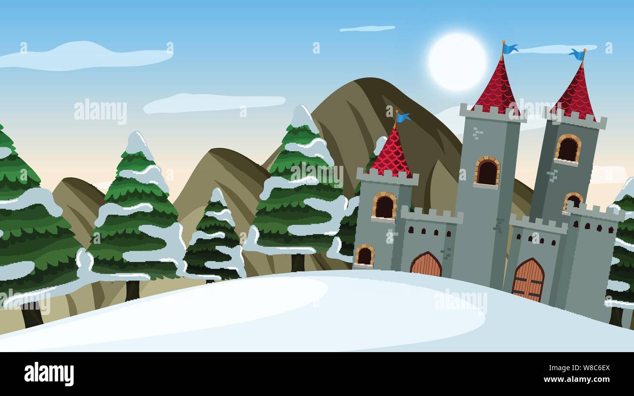 An outdoor scene with castle illustration Stock Vector Image & Art - Alamy