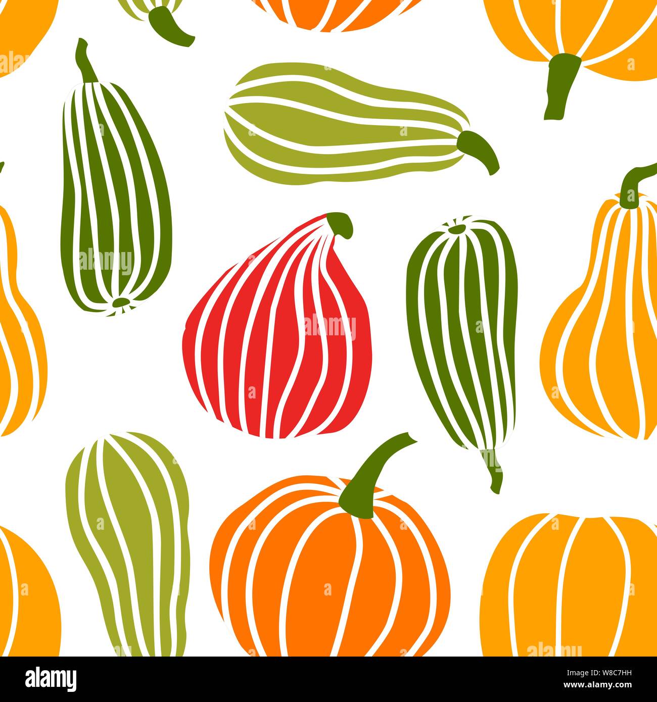 Hand draw Pumpkin Seamless Pattern in simple Doodle Style Vector ...