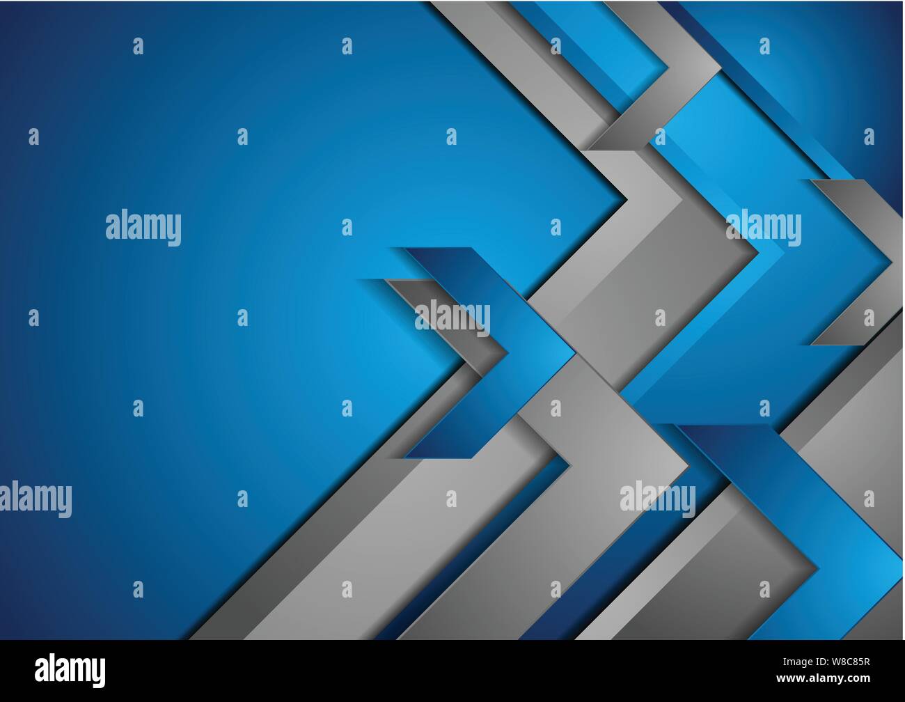 Blue and grey tech abstract background with arrows. Vector graphic ...