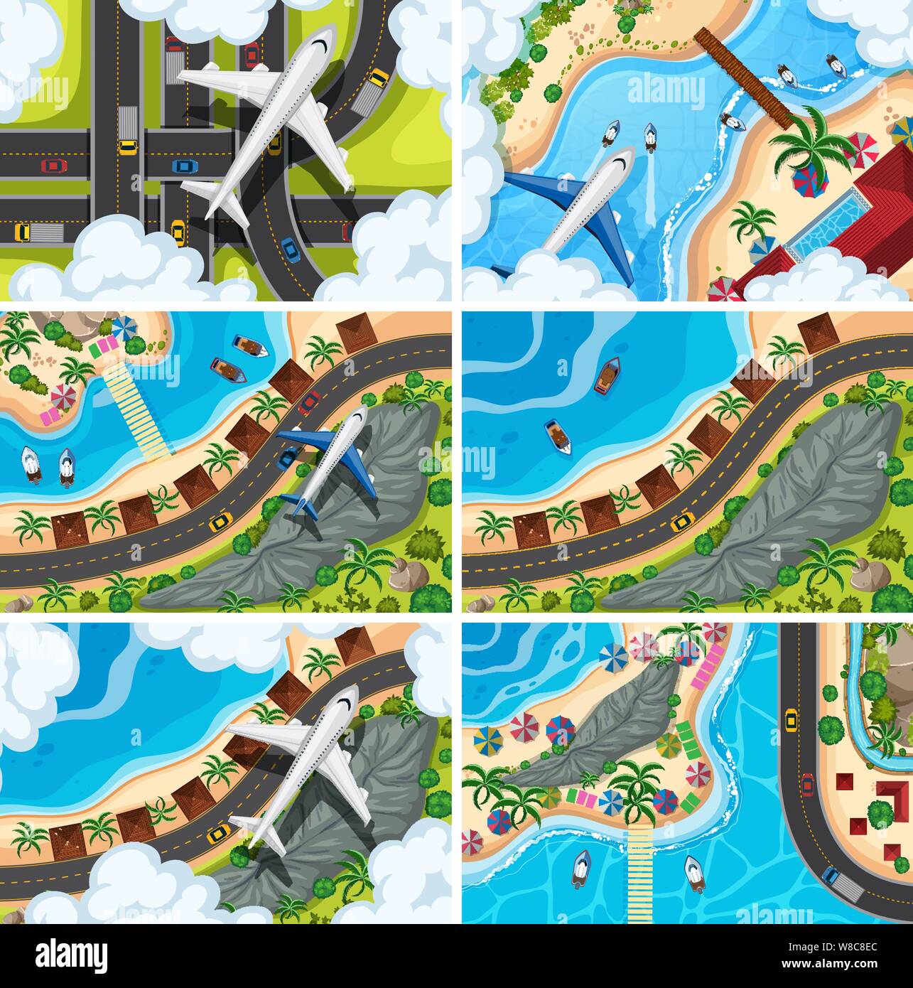 Set of aerial view scenes illustration Stock Vector Image & Art - Alamy