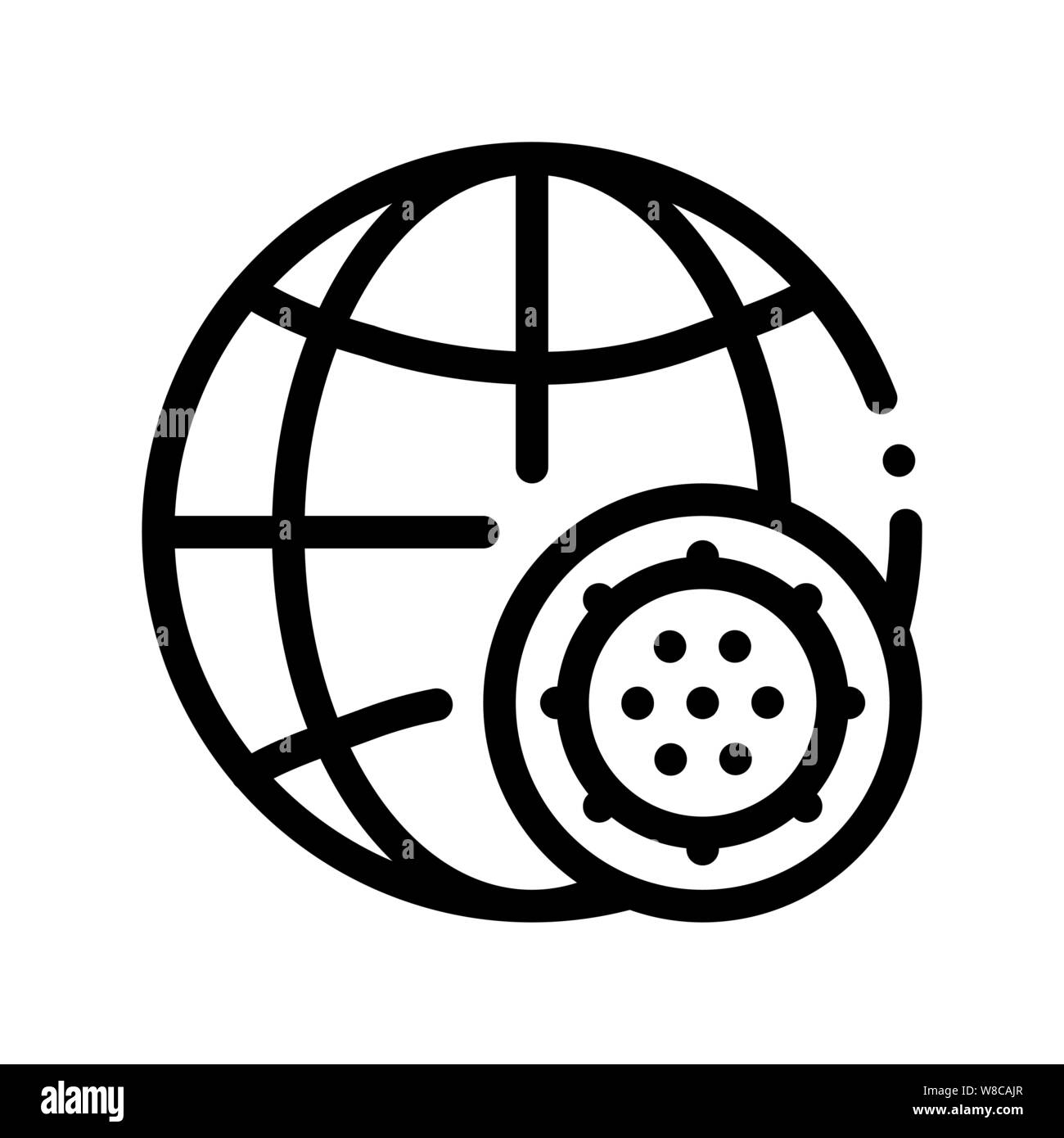 Microscopic Bacterium And Planet Vector Sign Icon Stock Vector