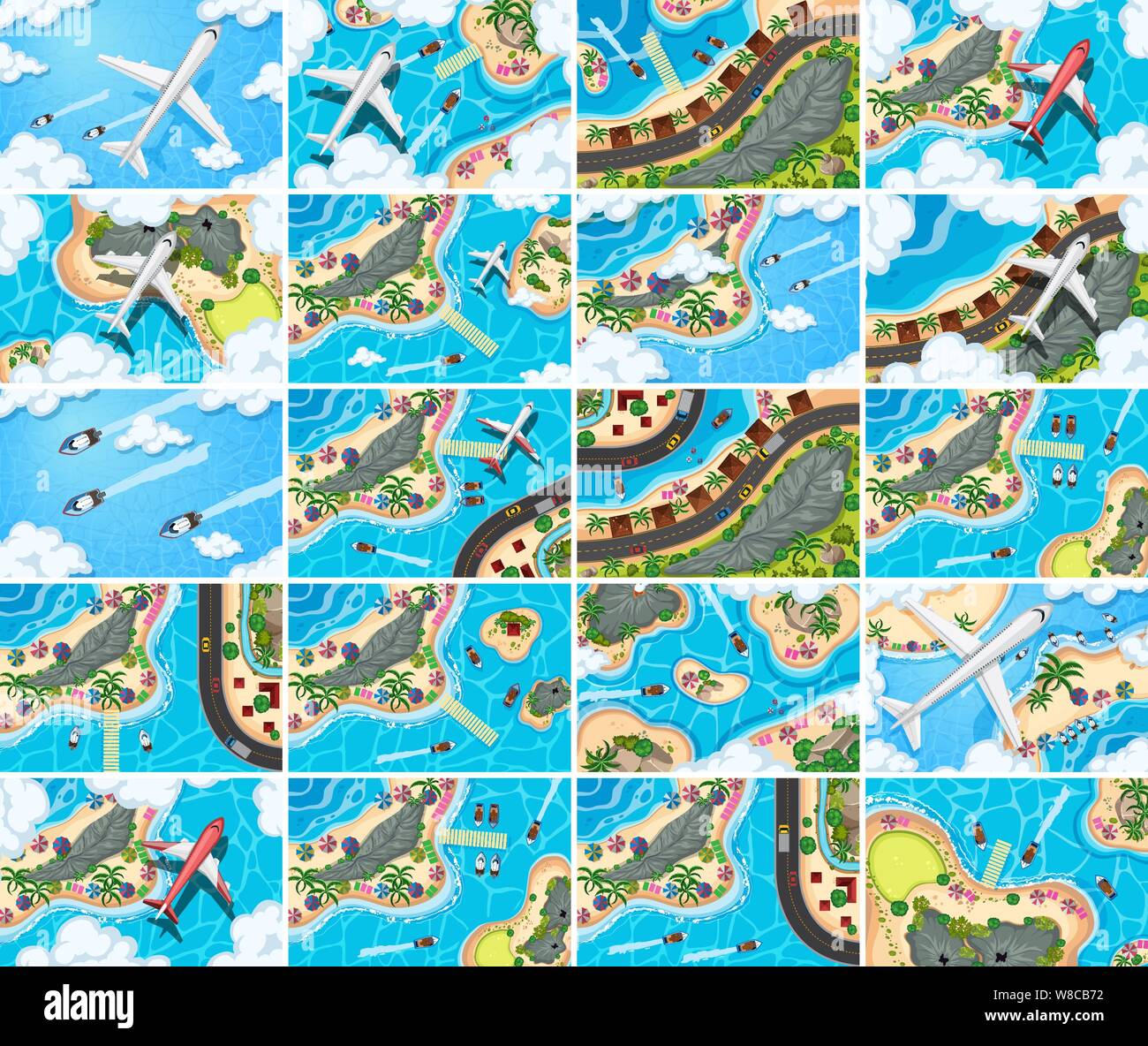 Set of aerial view scenes illustration Stock Vector Image & Art - Alamy