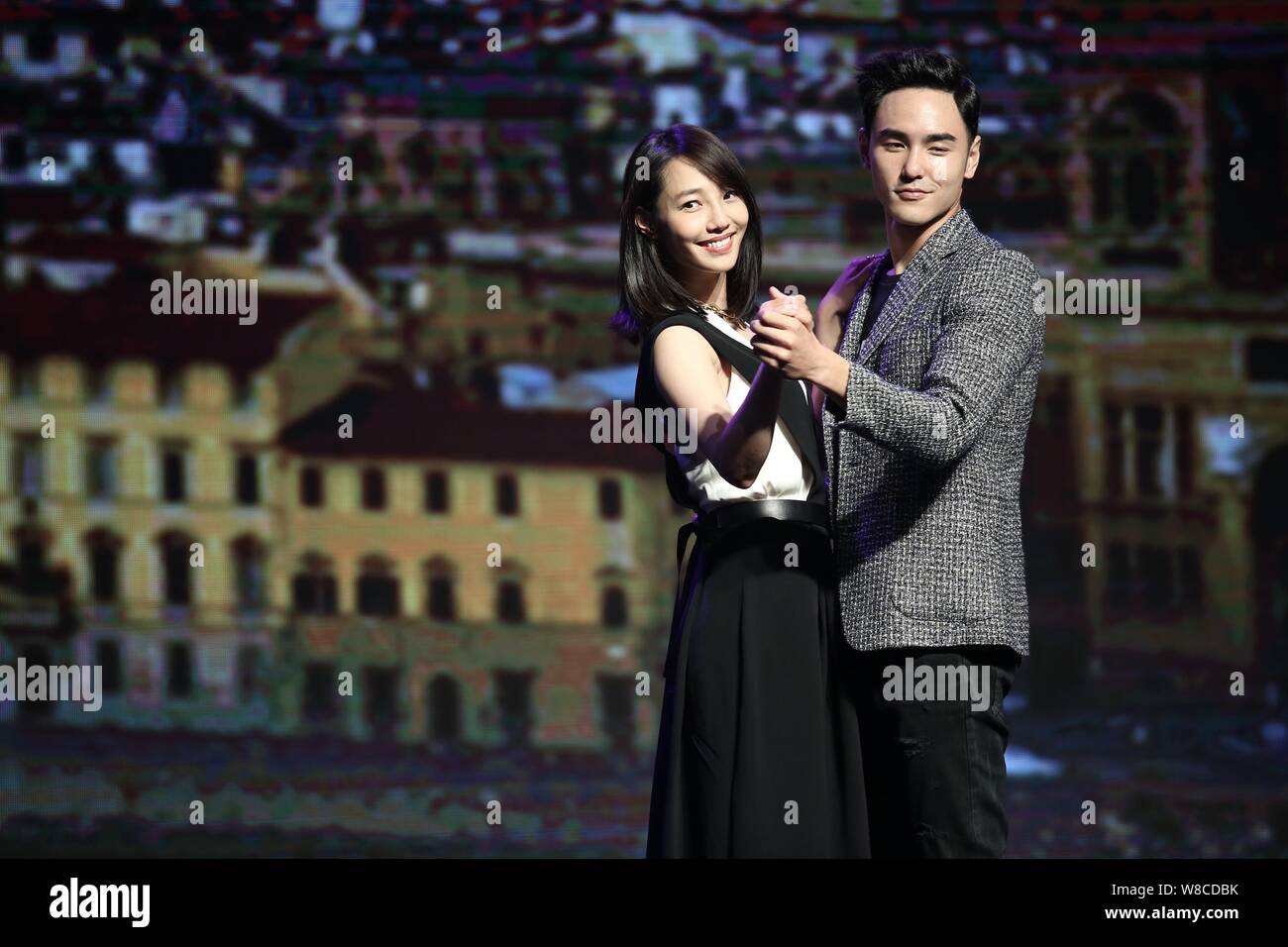Chinese actress Bai Baihe, left, and Taiwanese actor Ethan Ruan pose ...