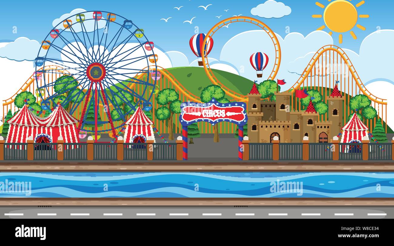 An outdoor scene with circus illustration Stock Vector Image & Art - Alamy