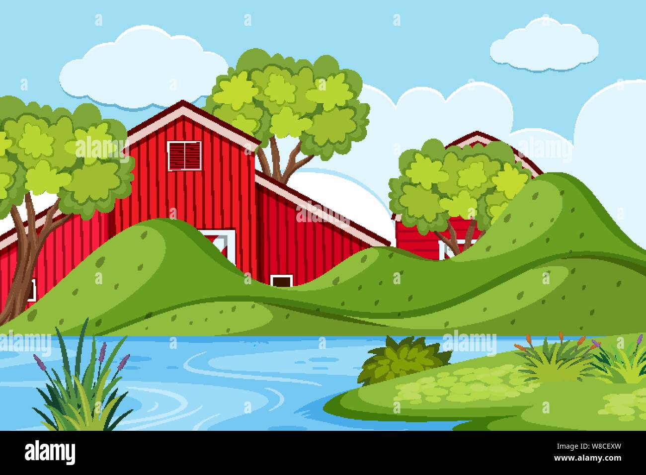 An outdoor scene with farm illustration Stock Vector Image & Art - Alamy