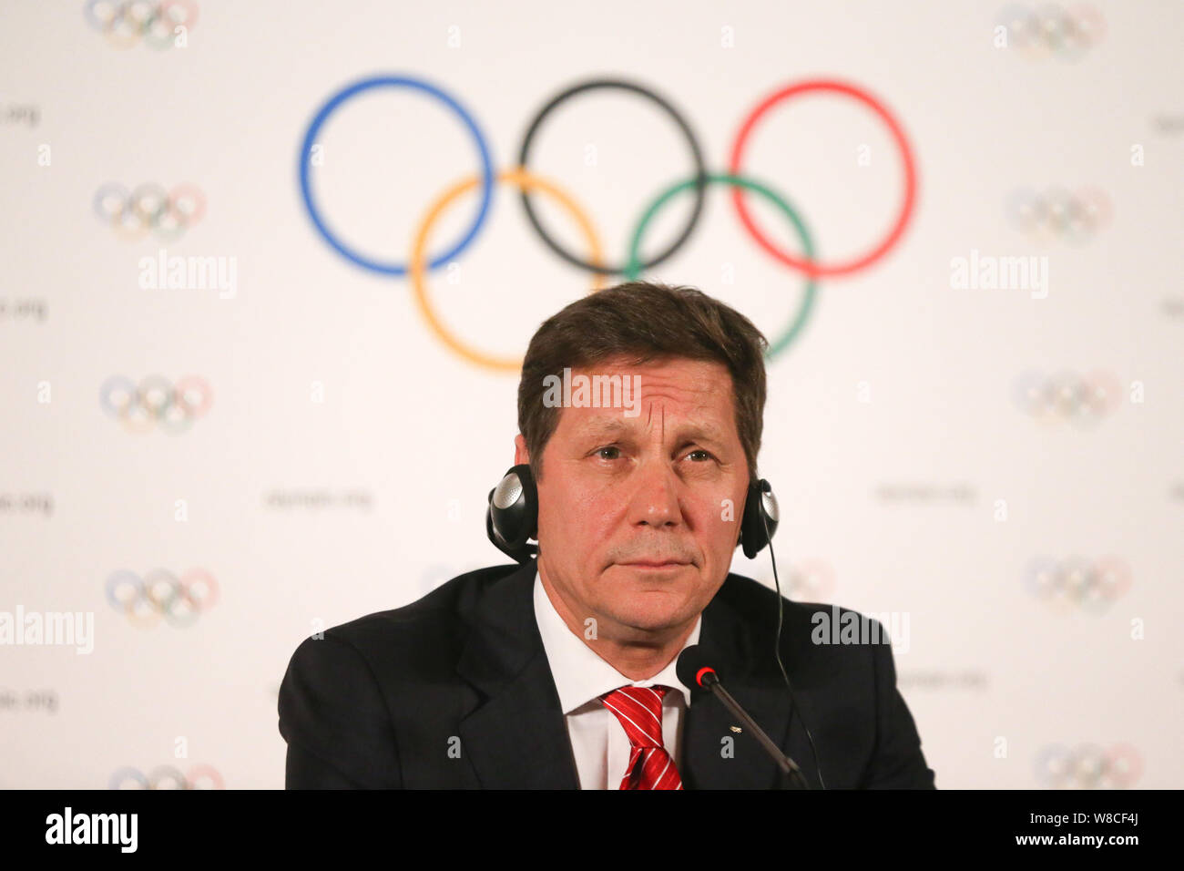 Alexander Zhukov, head of the 2022 Evaluation Commission for the International Olympic Committee (IOC), attends a closing ceremony at the end of the I Stock Photo