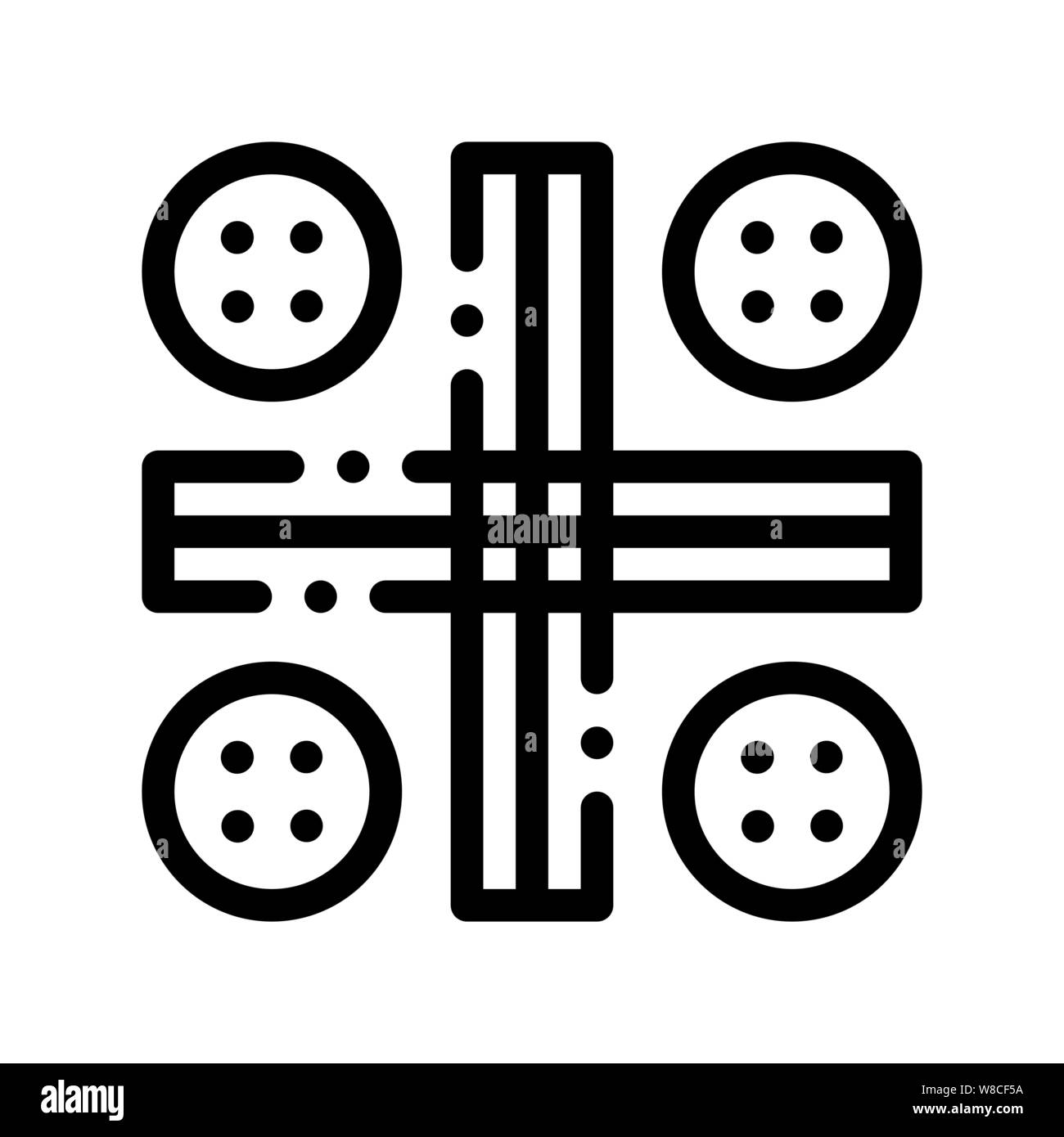 Interactive Kids Ludo Game Vector Thin Line Icon Stock Vector