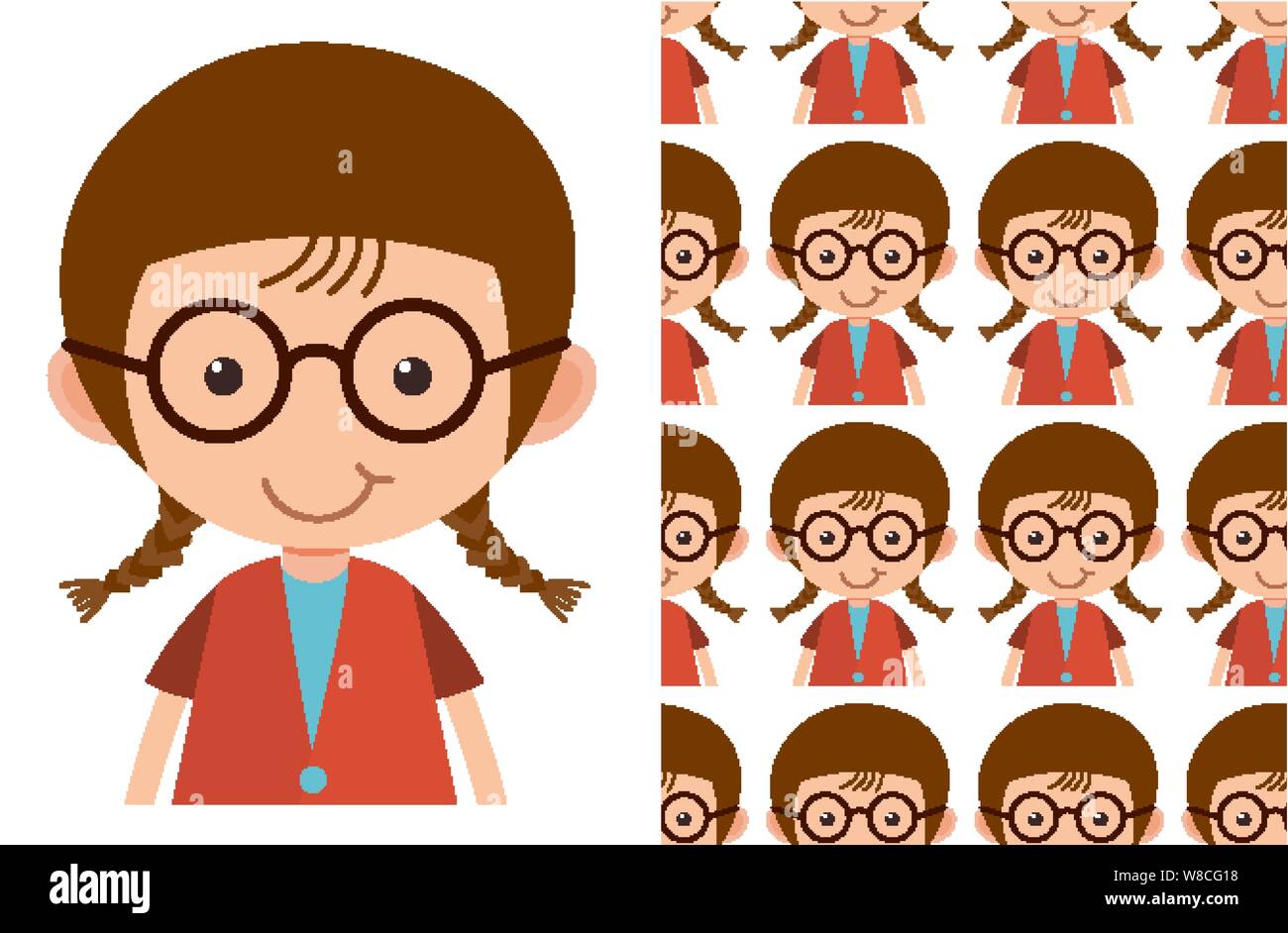 A seamless pattern on white of simple kid characters illustration Stock ...