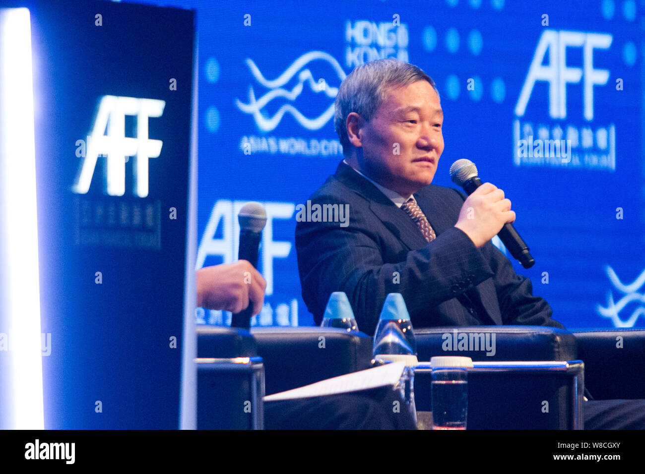 Xiao Gang, Chairman of the China Securities Regulatory Commission (CSRC), attends the 8th Asian Financial Forum (AFF) in Hong Kong, China, 19 January Stock Photo