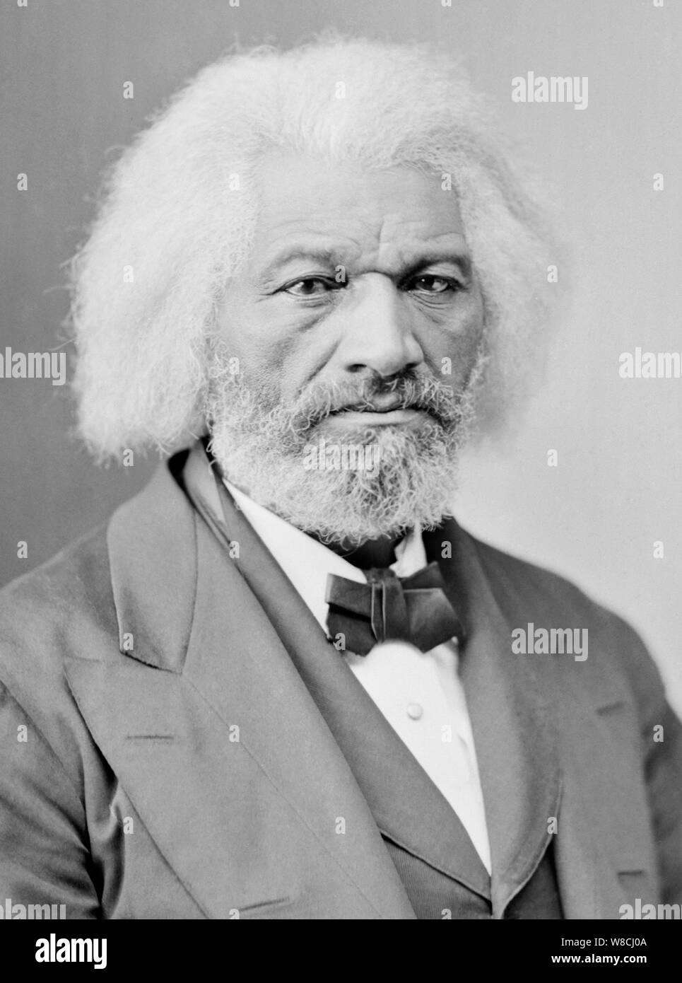 Vintage head and shoulders portrait photo of American social reformer, abolitionist, orator, writer and statesman Frederick Douglass (born Frederick Augustus Washington Bailey) (c1818 – 1895). Photo circa 1880 by Brady-Handy. Stock Photo