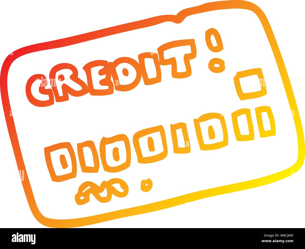 warm gradient line drawing of a cartoon credit card Stock Vector Image ...