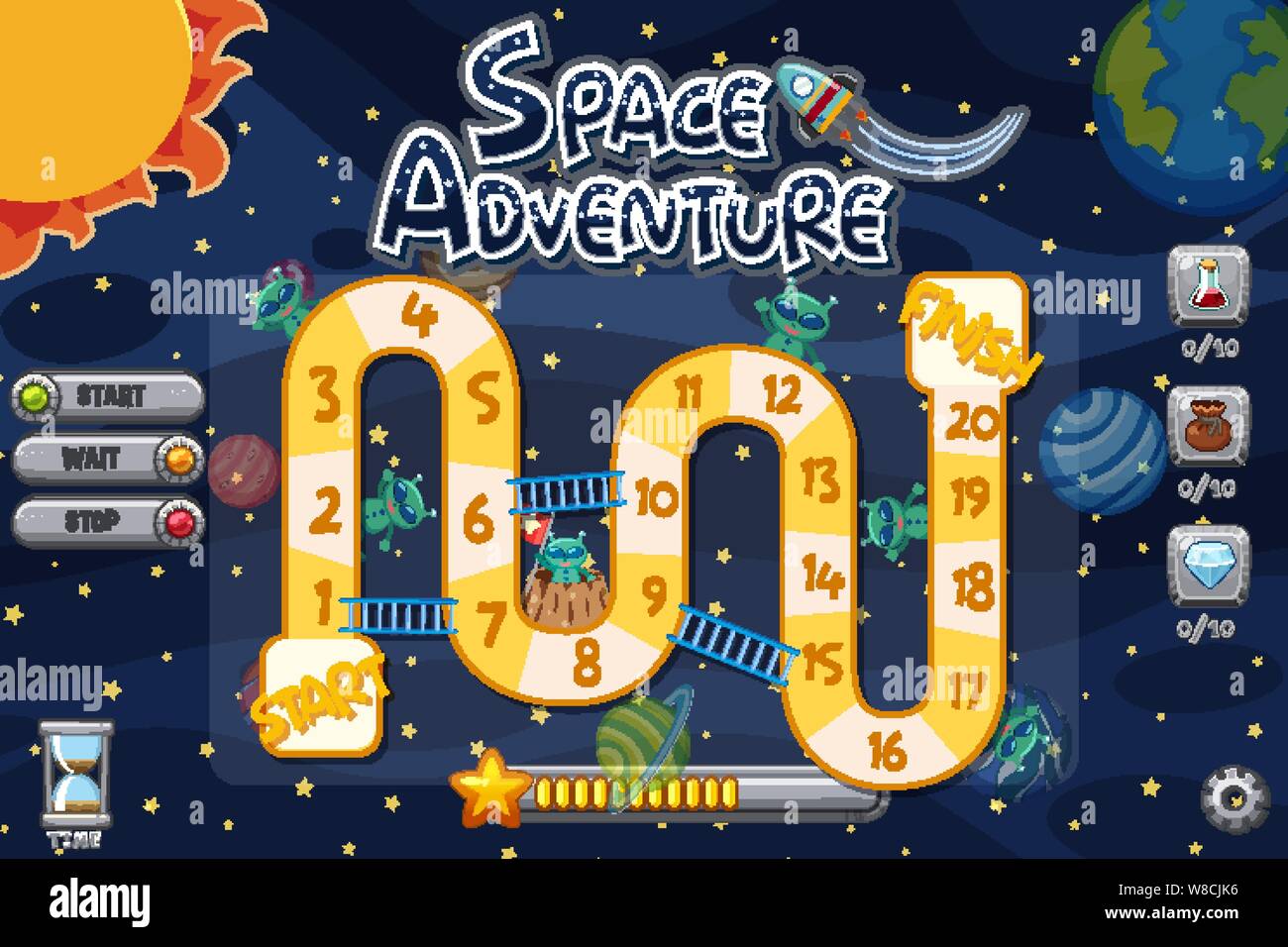 Game template with aliens in dark space illustration Stock Vector Image ...