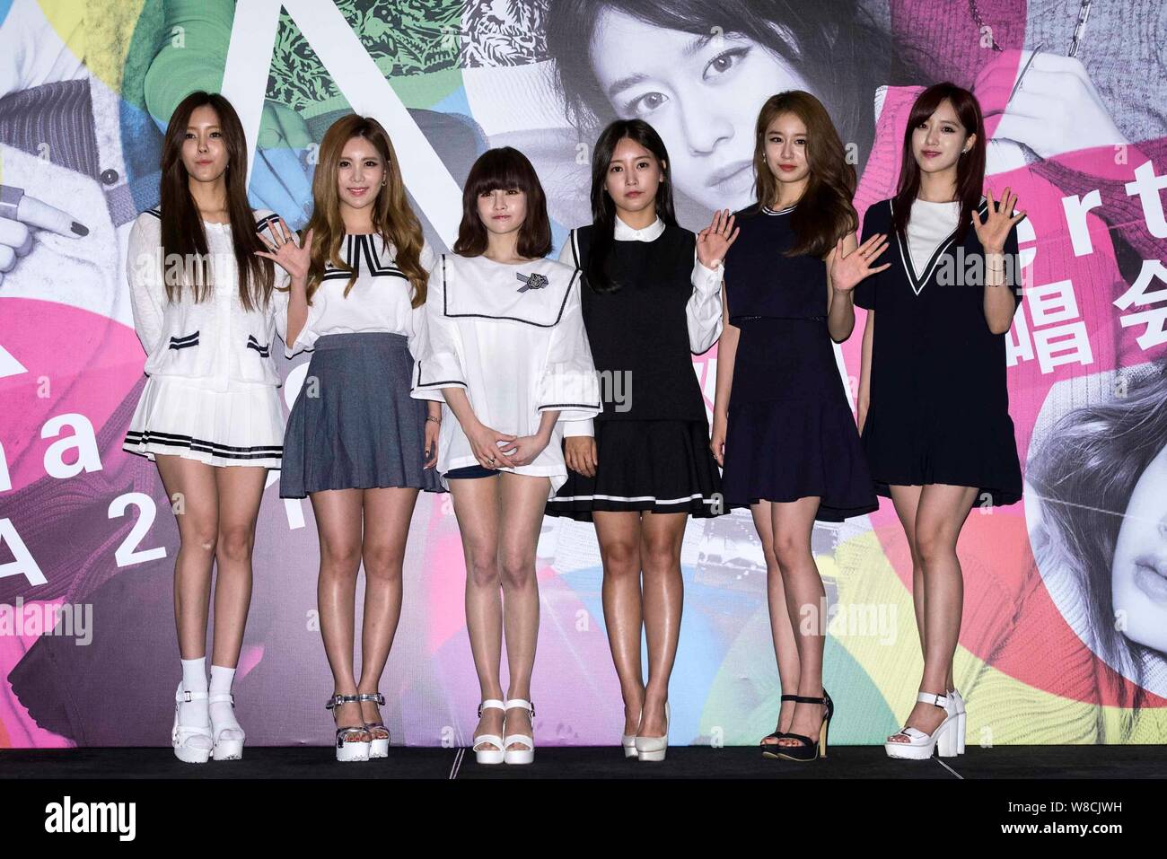 Members of South Korean girl group T-ara pose during the press conference  for their 2015 China tour concert in Beijing, China, 10 July 2015 Stock  Photo - Alamy