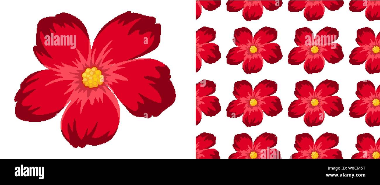 A seamless pattern of flowers on white illustration Stock Vector Image ...