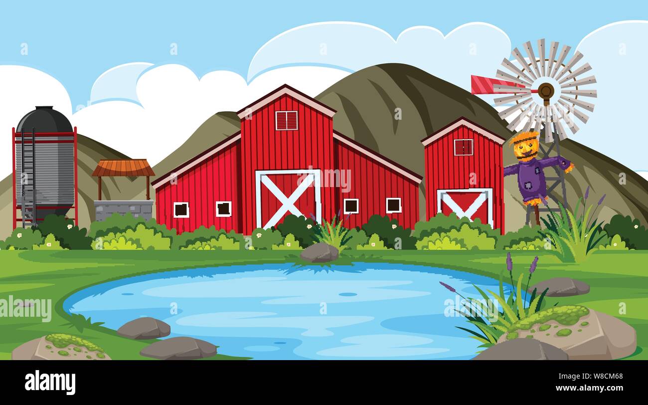 An outdoor scene with farm illustration Stock Vector Image & Art - Alamy
