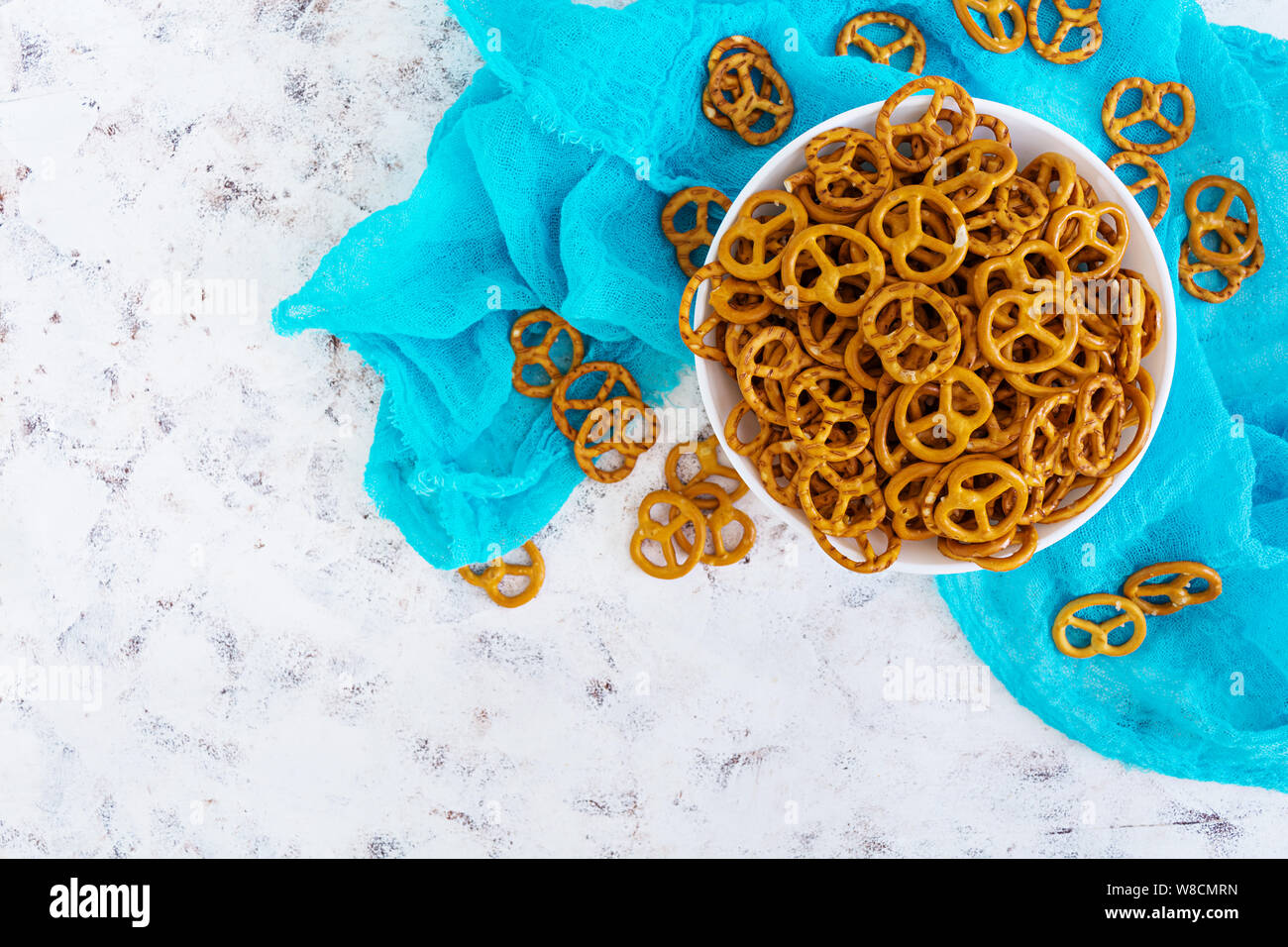 Salted pretzel on white background Stock Photo
