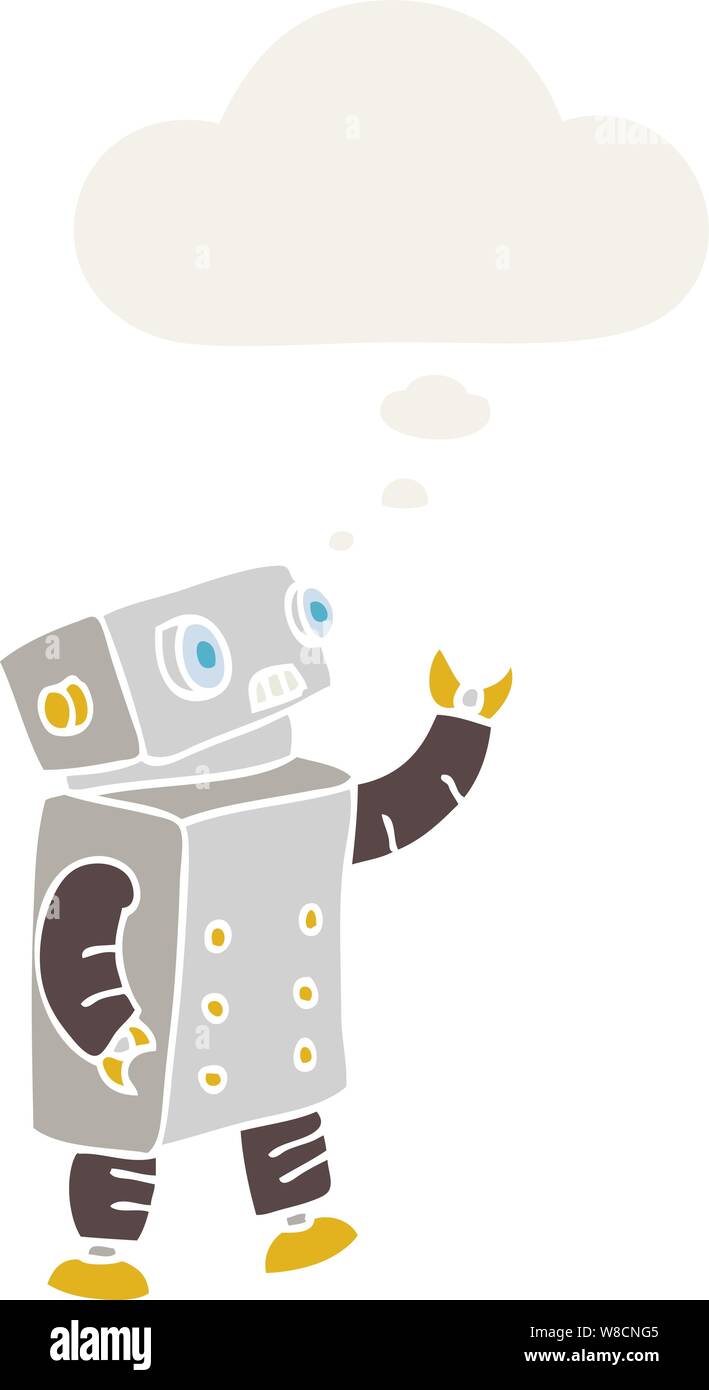 cartoon robot with thought bubble in retro style Stock Vector Image ...