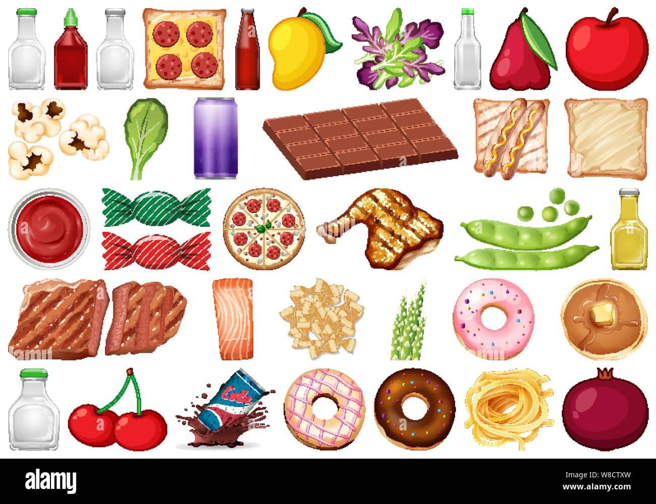 Objects In Food Set of isolated objects theme - food and beverage illustration Stock ...