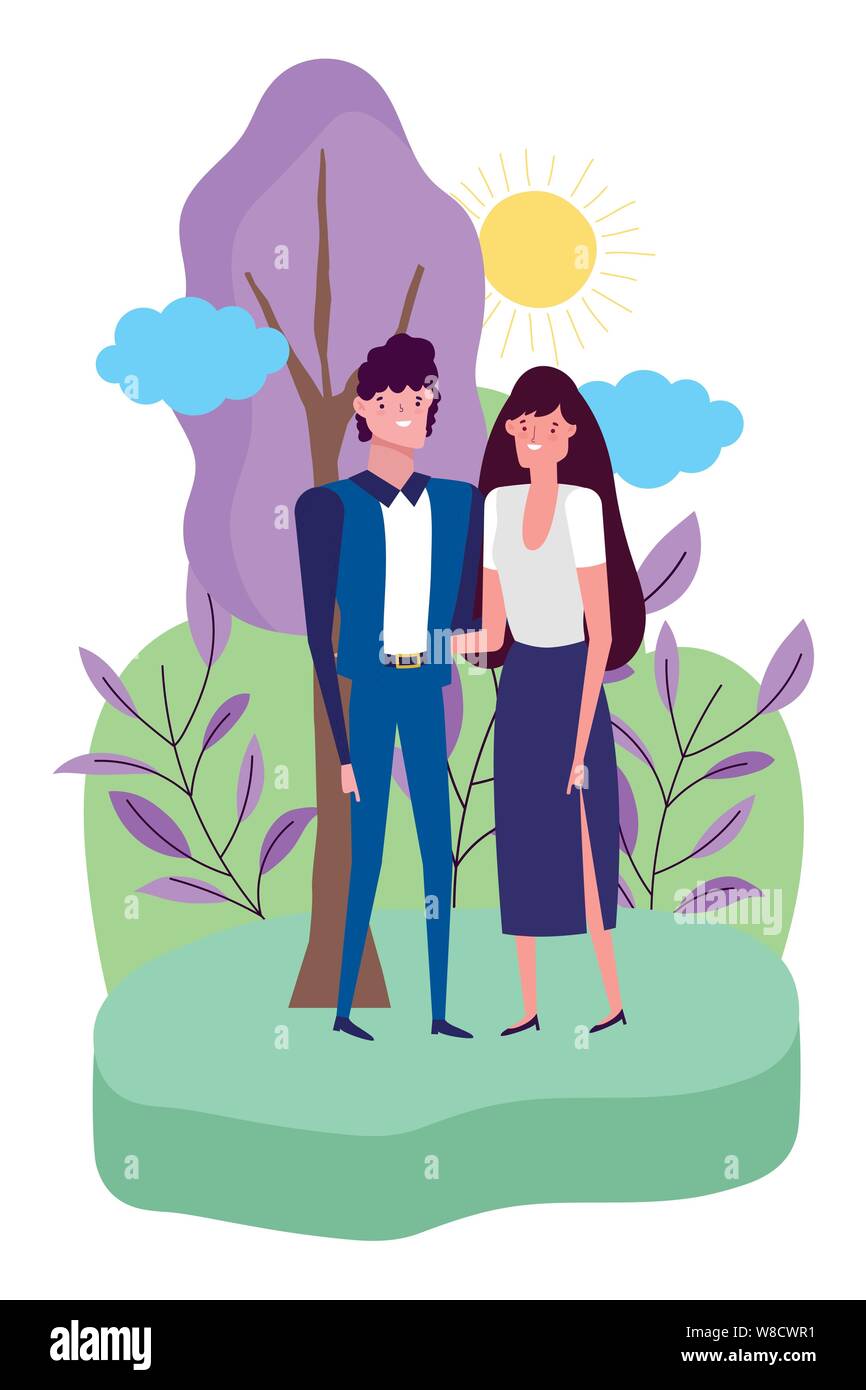 Couple of woman and man cartoon design, Relationship love romance ...