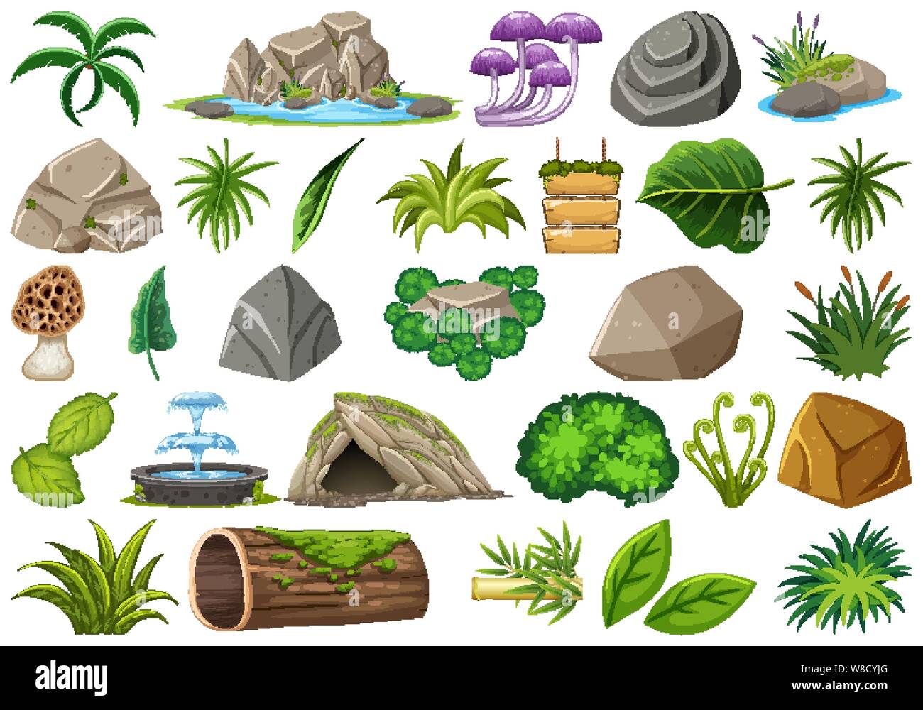 Set of isolated objects theme nature illustration Stock Vector Image