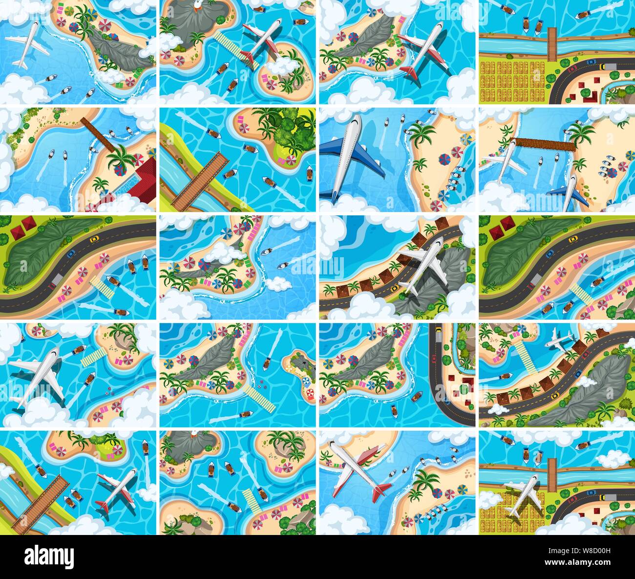 Set of aerial view scenes illustration Stock Vector Image & Art - Alamy