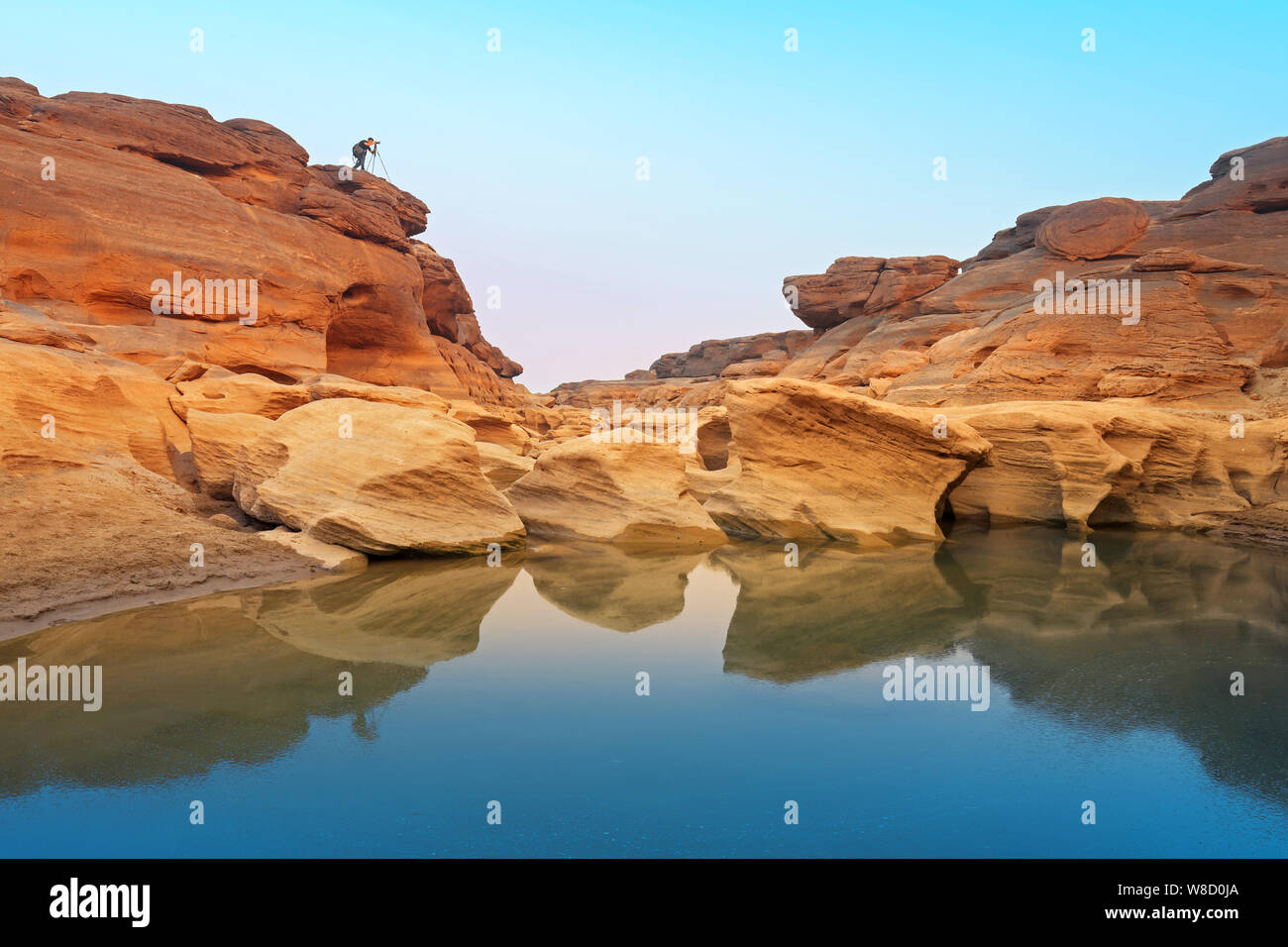 Unseen Thailand stone canyon at Sam Pan Bok in Mae Kong river. Ubonratchathani Province ,Thailand Stock Photo