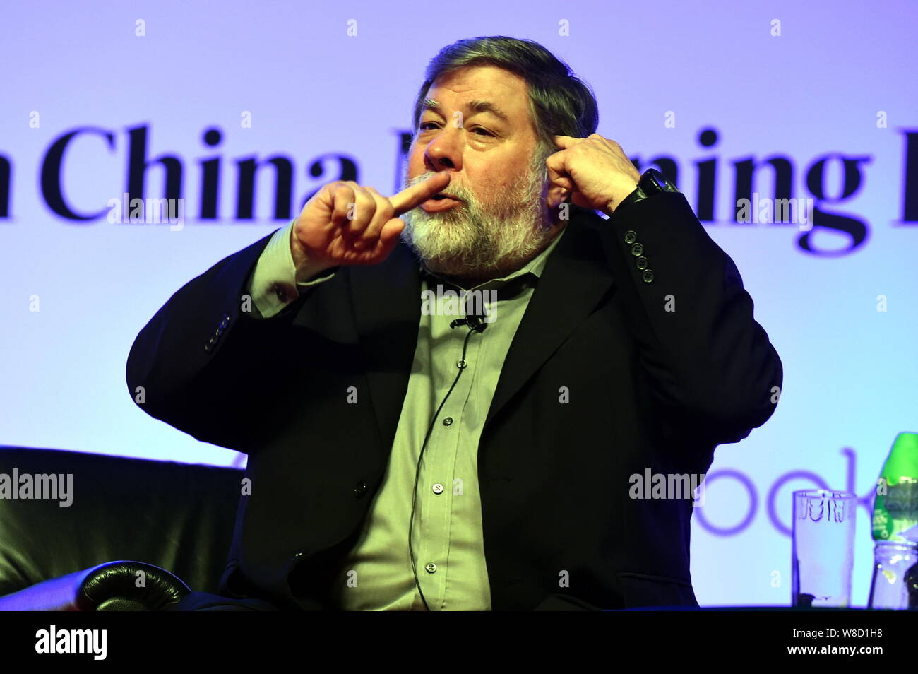 Apple Inc. co-founder Stephen Gary 'Steve' Wozniak speaks at the World Business Forum in Hong Kong, China, 2 June 2015.   The first World Business For Stock Photo