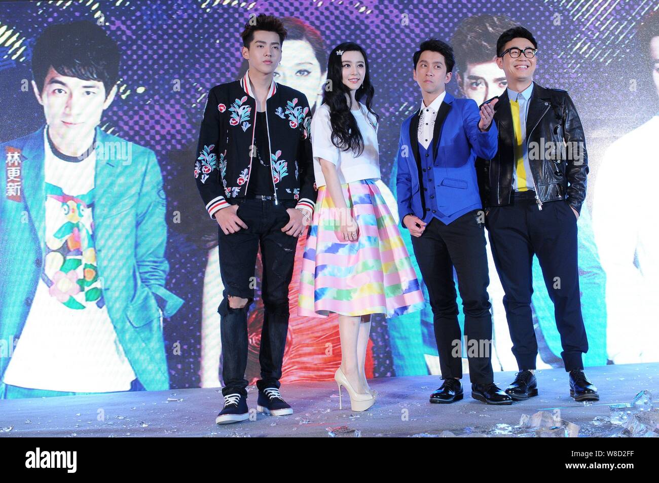 (From left) Chinese singer and actor Kris Wu Yifan, actress Fan ...