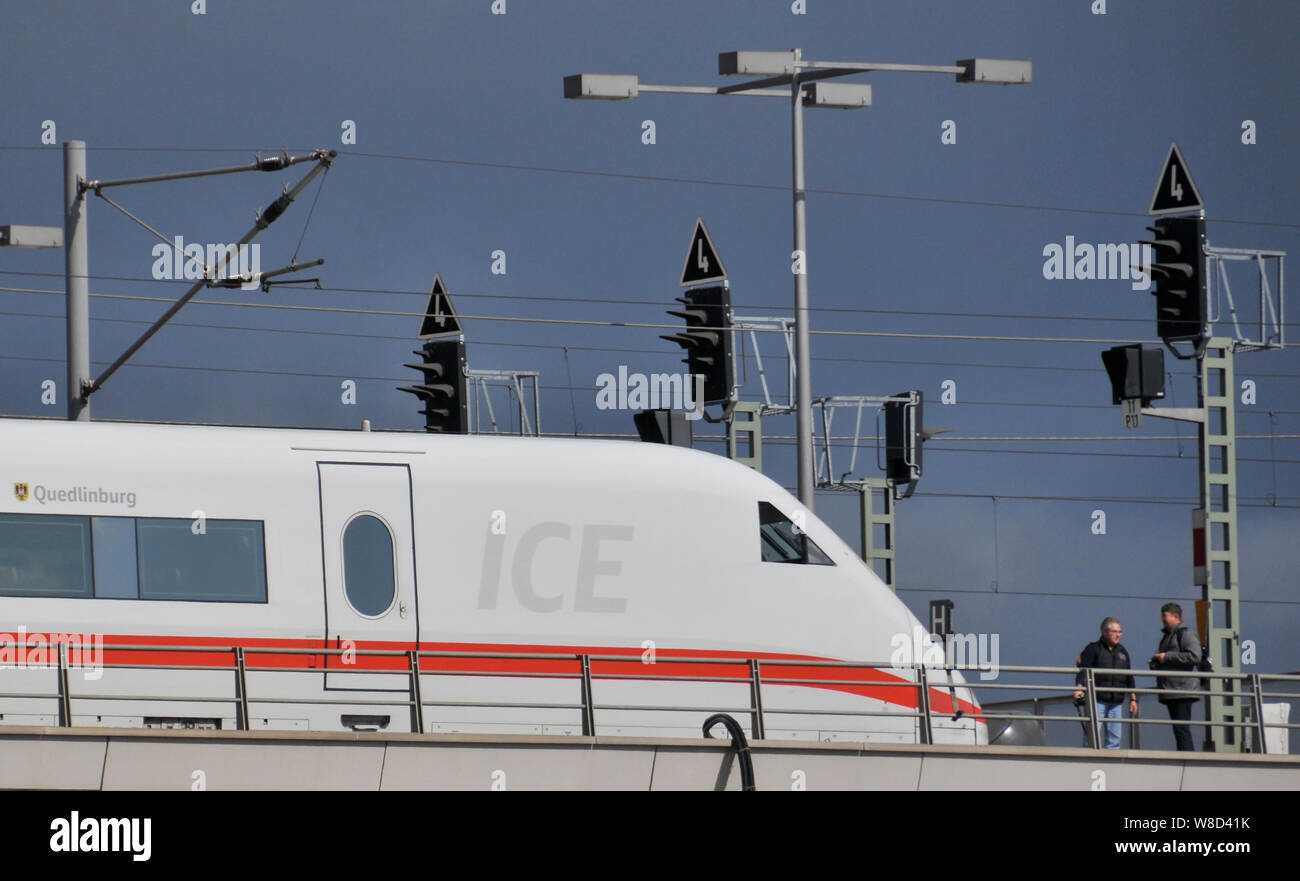 ICE train in Hauptbahnhof railway station, Berlin, Germny Stock Photo