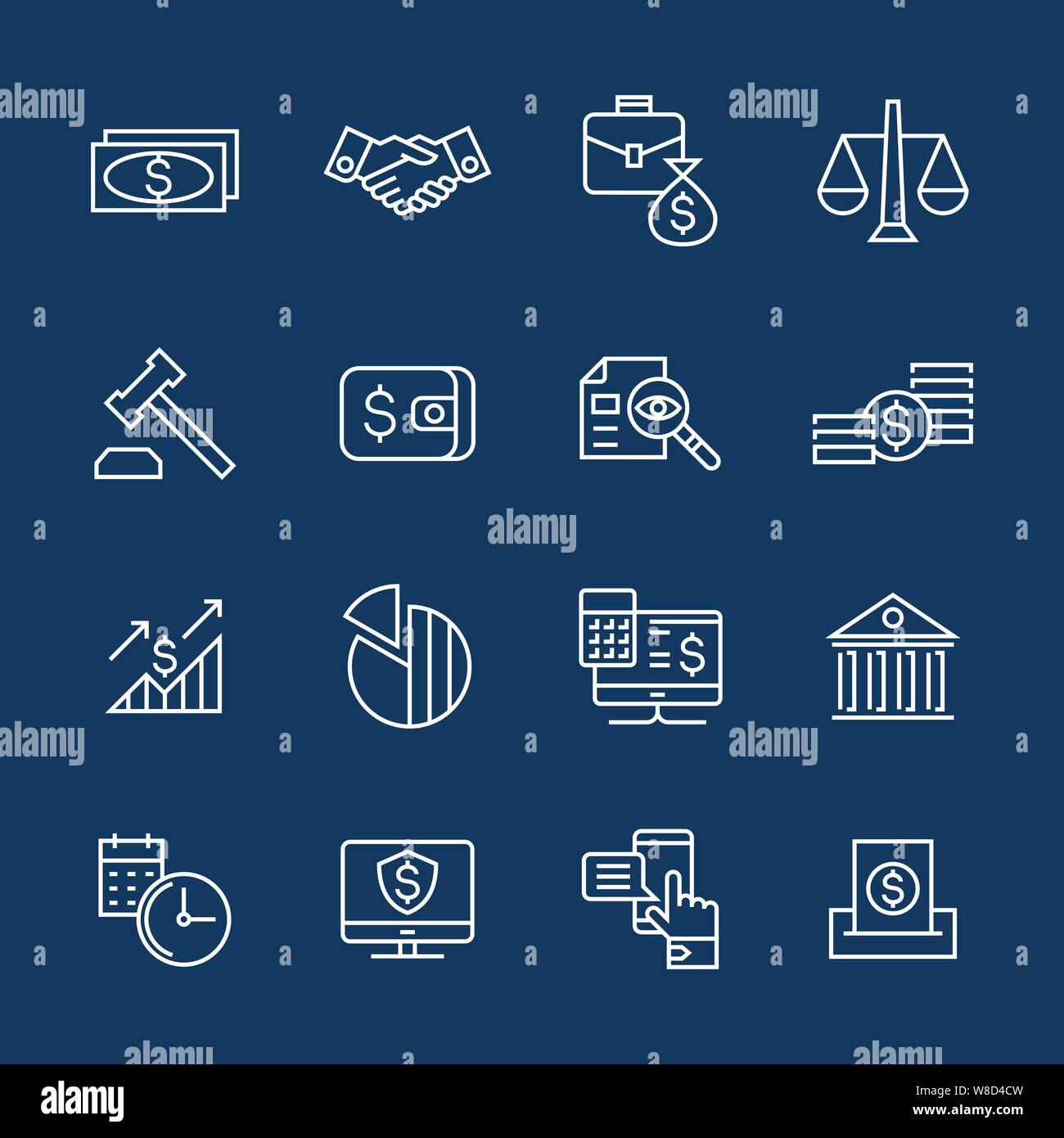 accounting, banking finance flat line icons vector illustration ...