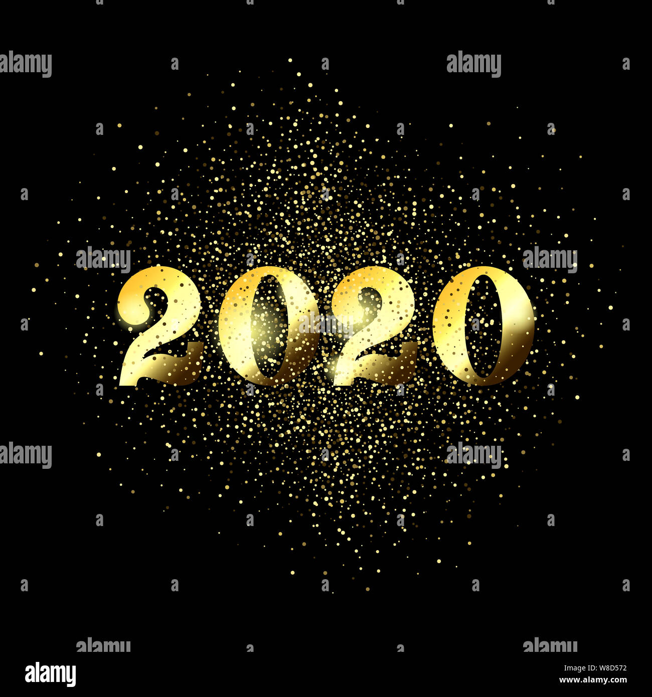 Happy New Year 2020 greeting card of glitter gold Christmas confetti on ...